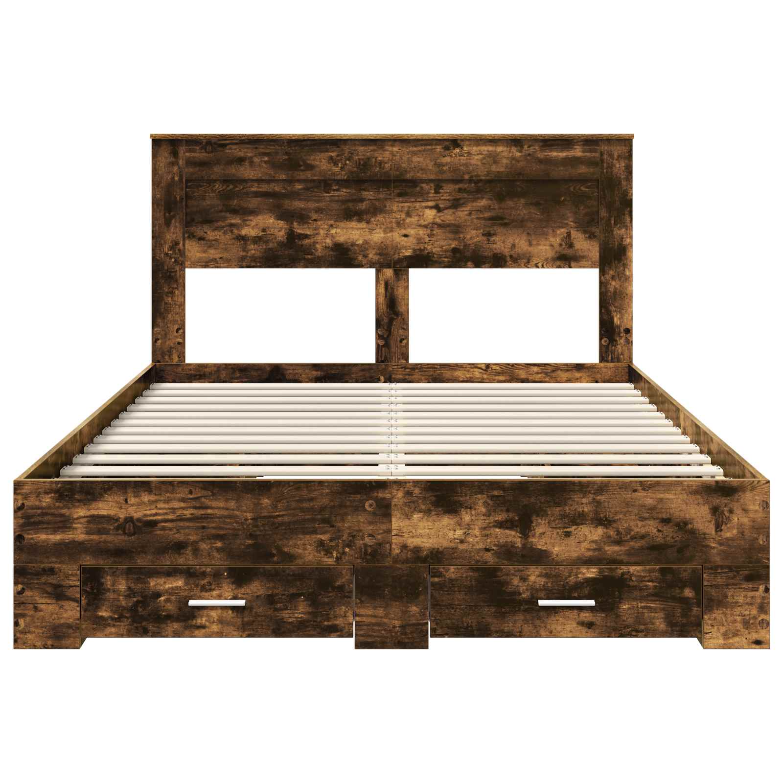 Bedframe met hoofdeinde Gerookt eiken 140 x 200 cm Bewerkt hout is nu te koop bij PeponiXL, paradijselijk wonen!