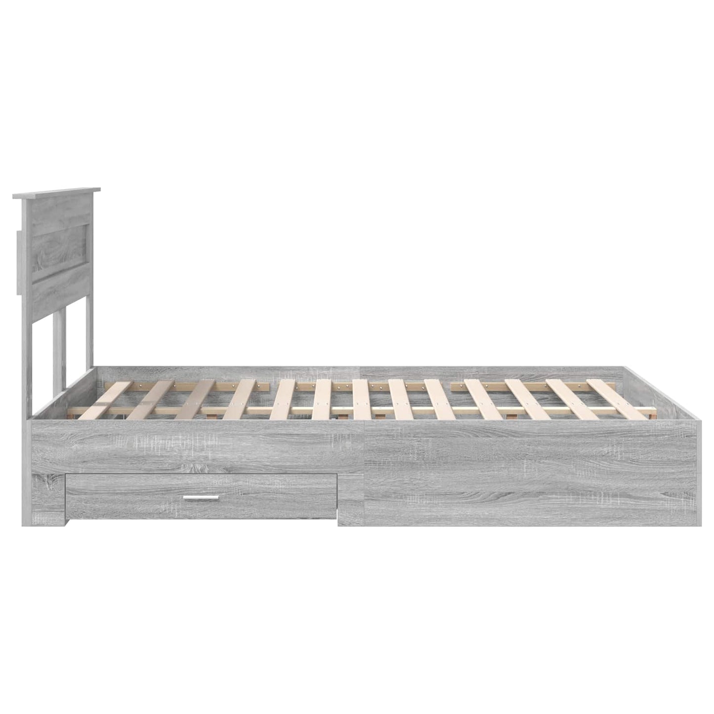Bedframe met hoofdeinde Grijs Sonoma 140 x 200 cm Bewerkt hout is nu te koop bij PeponiXL, paradijselijk wonen!
