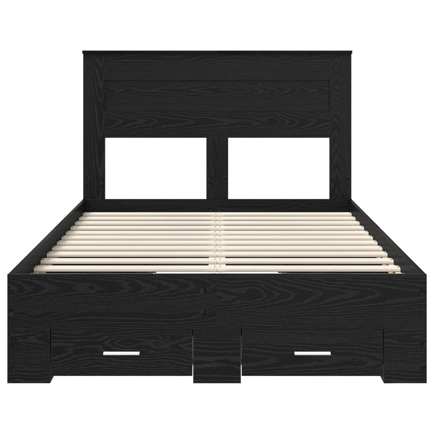 Bedframe met hoofdeinde Zwart Eiken 135 x 190 cm Bewerkt hout is nu te koop bij PeponiXL, paradijselijk wonen!