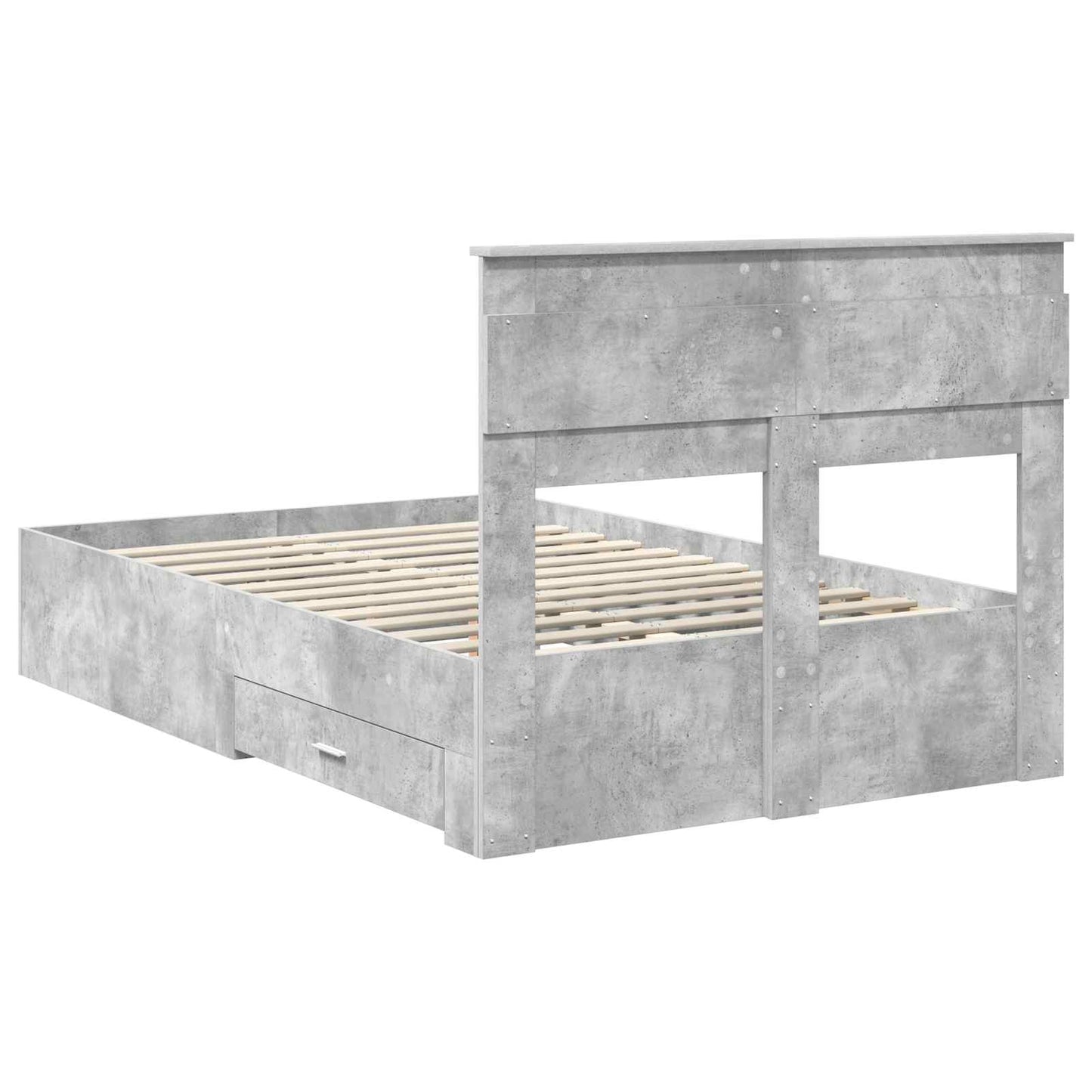 Bedframe met hoofdeinde Beton Grijs 135 x 190 cm Bewerkt hout is nu te koop bij PeponiXL, paradijselijk wonen!