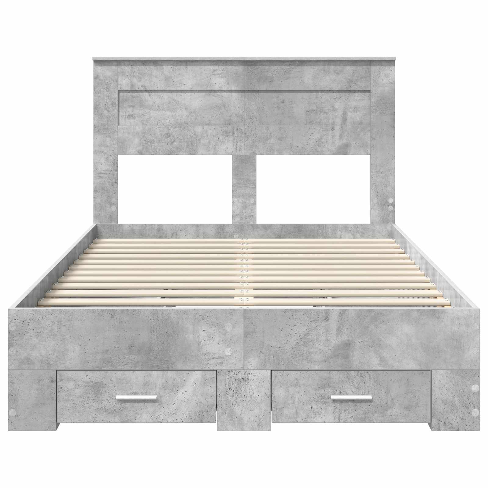 Bedframe met hoofdeinde Beton Grijs 135 x 190 cm Bewerkt hout is nu te koop bij PeponiXL, paradijselijk wonen!