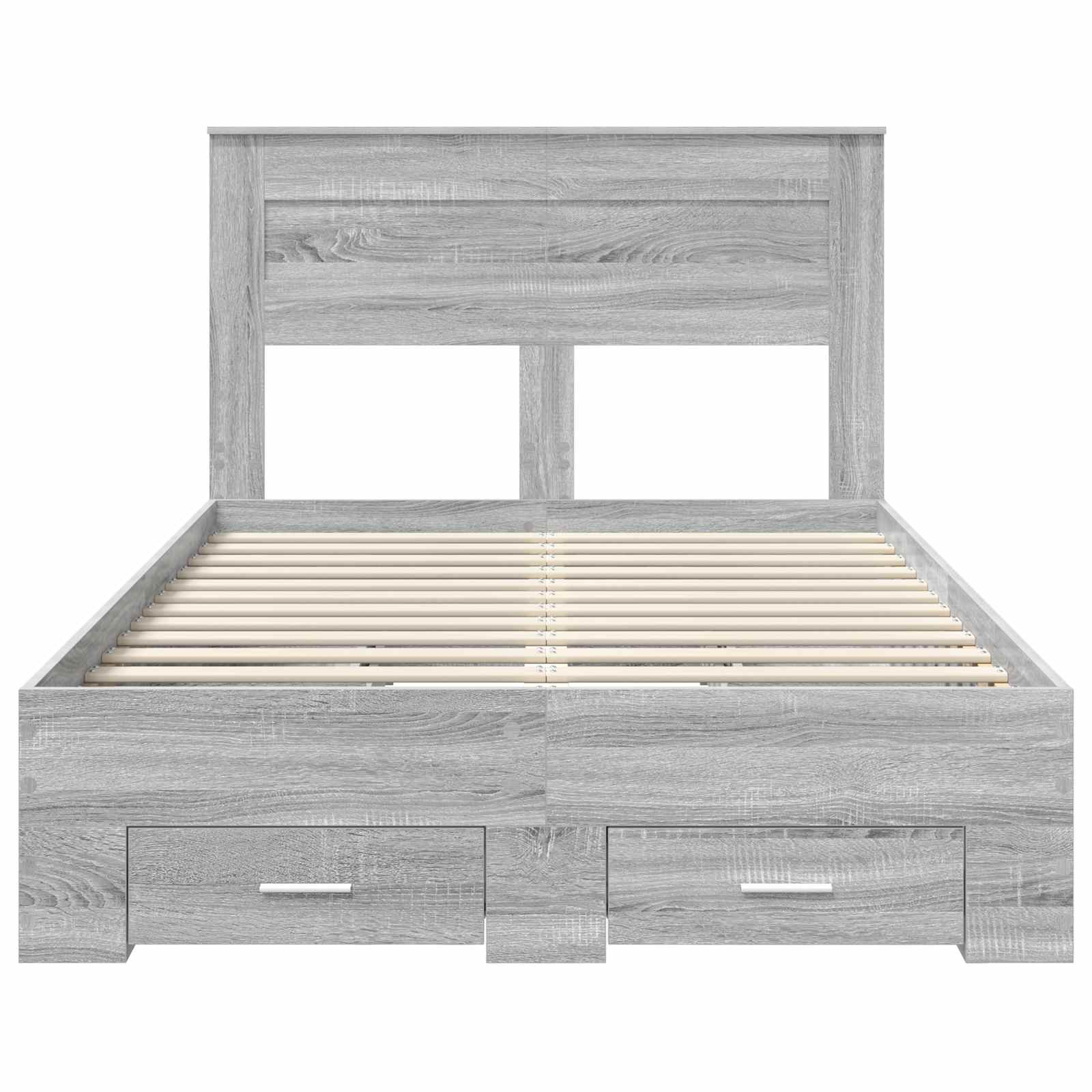 Bedframe met hoofdeinde Grijs Sonoma 135 x 190 cm Bewerkt hout is nu te koop bij PeponiXL, paradijselijk wonen!