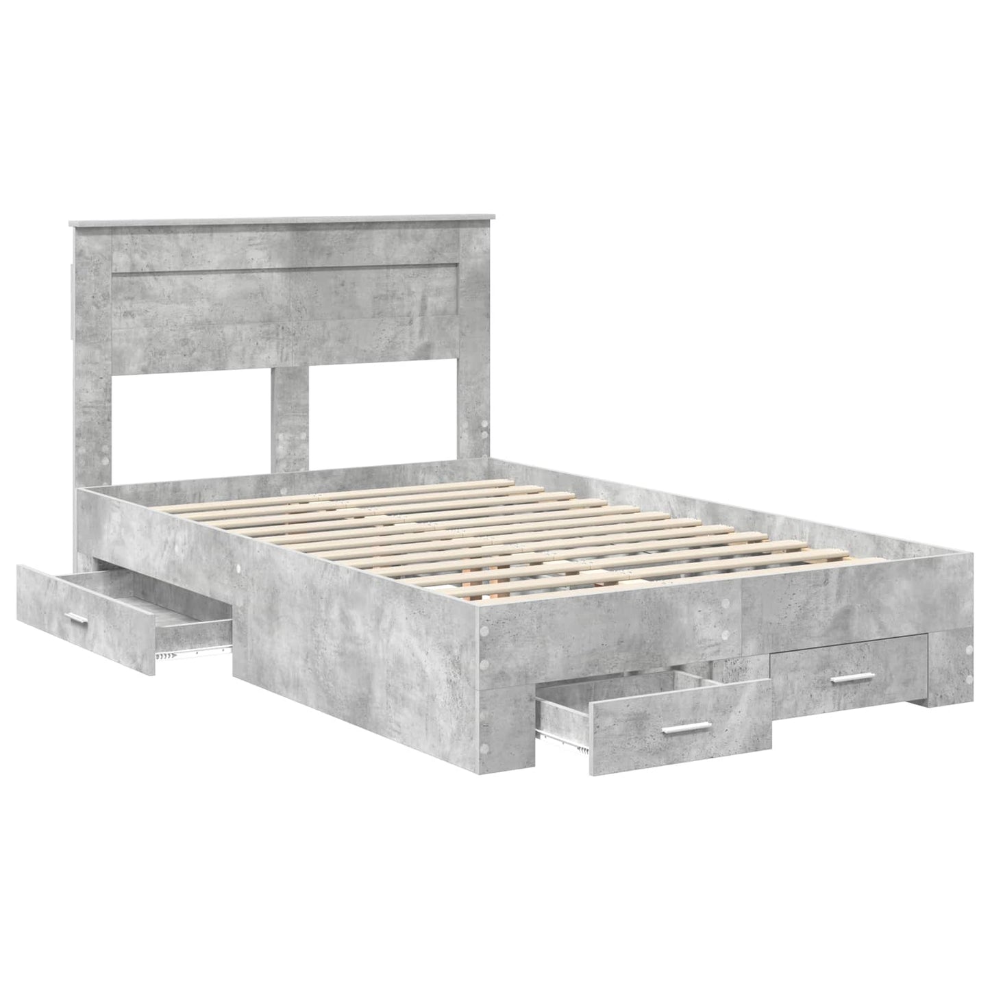 Bedframe met hoofdeinde Beton Grijs 120 x 190 cm Bewerkt hout is nu te koop bij PeponiXL, paradijselijk wonen!