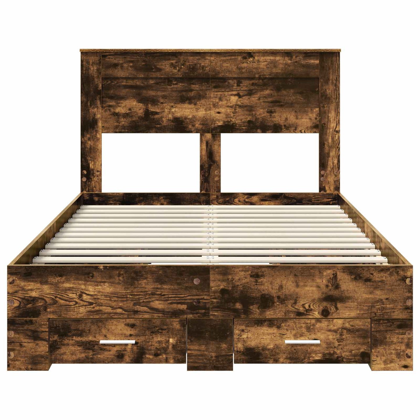Bedframe met hoofdeinde Gerookt eiken 120 x 190 cm Bewerkt hout is nu te koop bij PeponiXL, paradijselijk wonen!