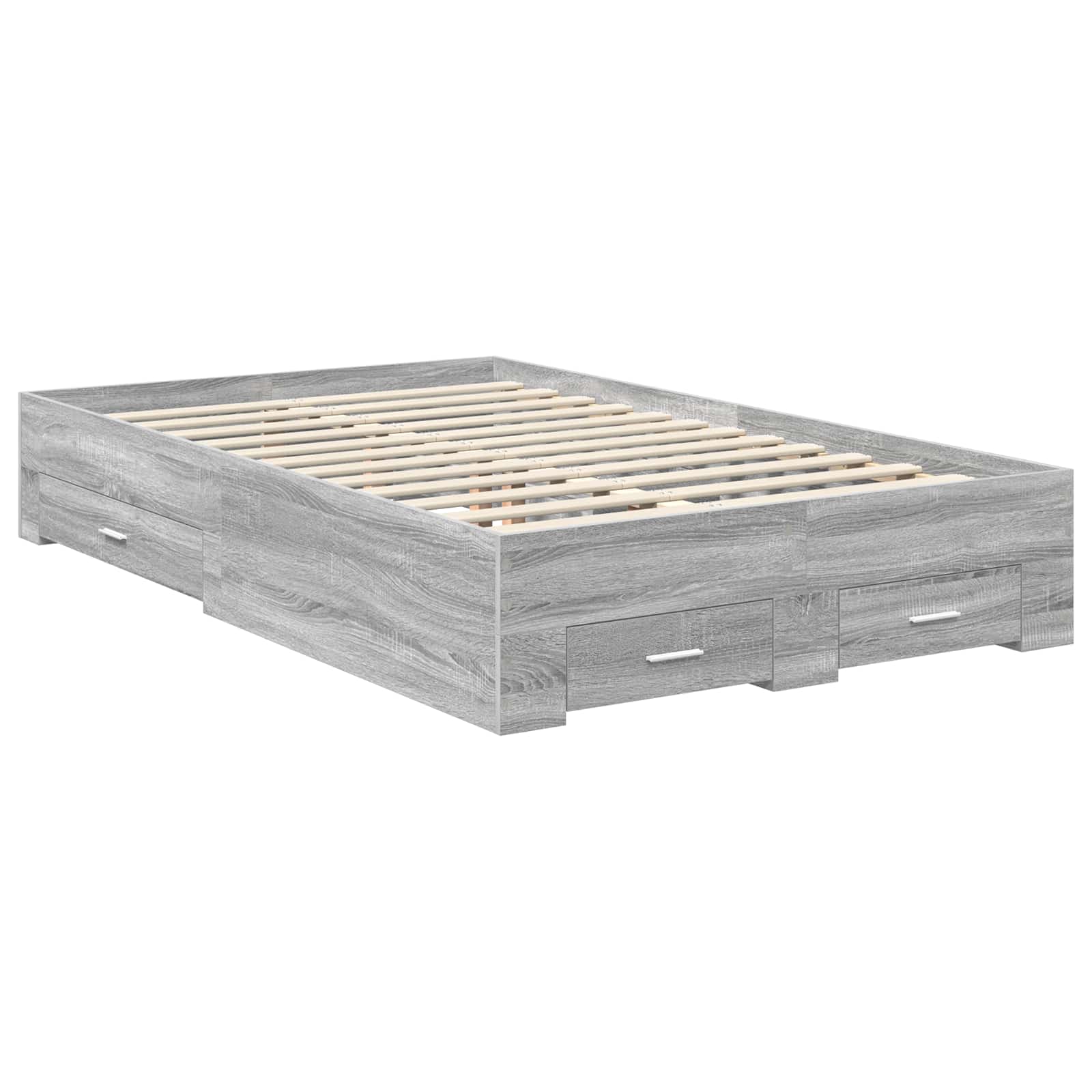 Bedframe met hoofdeinde Grijs Sonoma 120 x 190 cm Bewerkt hout is nu te koop bij PeponiXL, paradijselijk wonen!