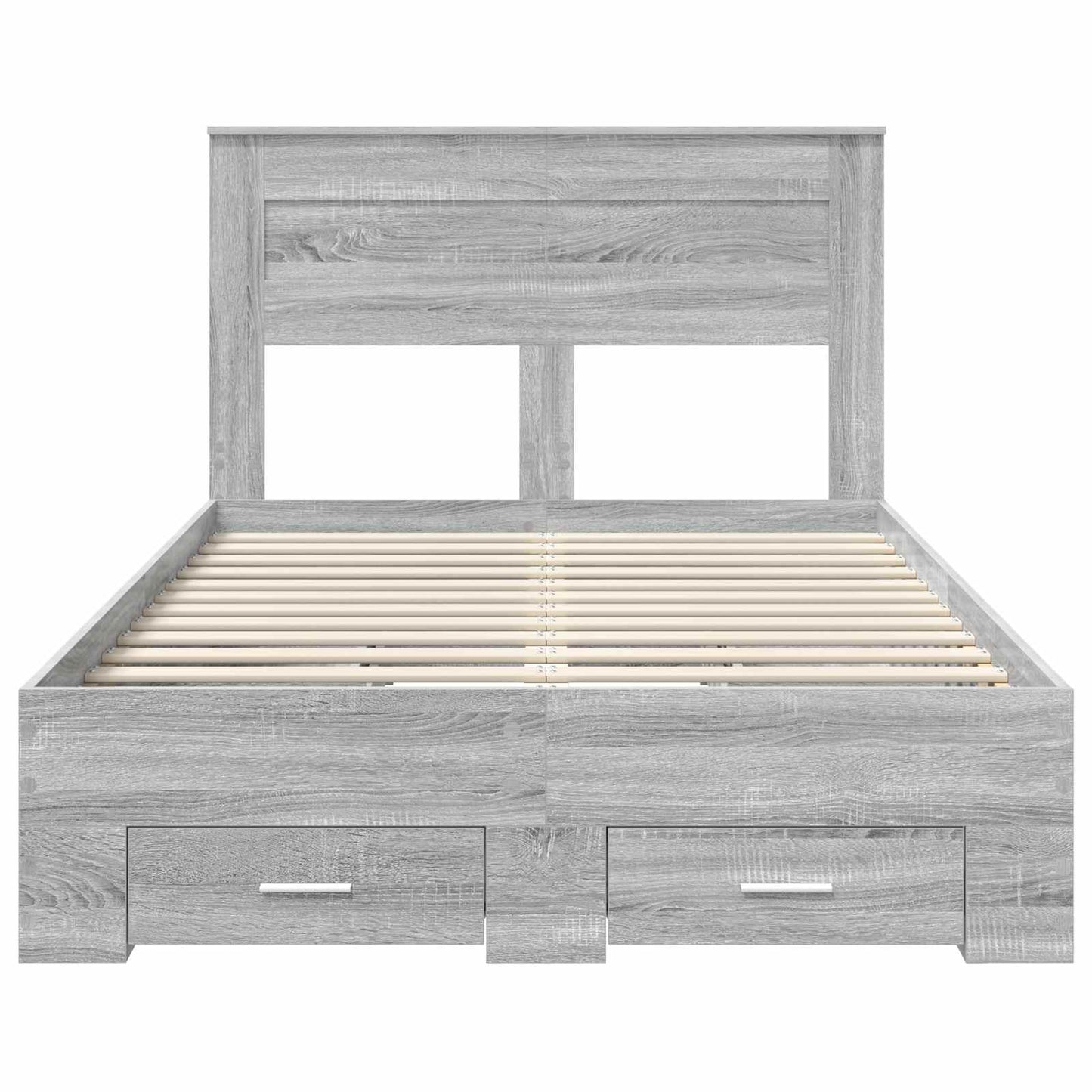 Bedframe met hoofdeinde Grijs Sonoma 120 x 190 cm Bewerkt hout is nu te koop bij PeponiXL, paradijselijk wonen!