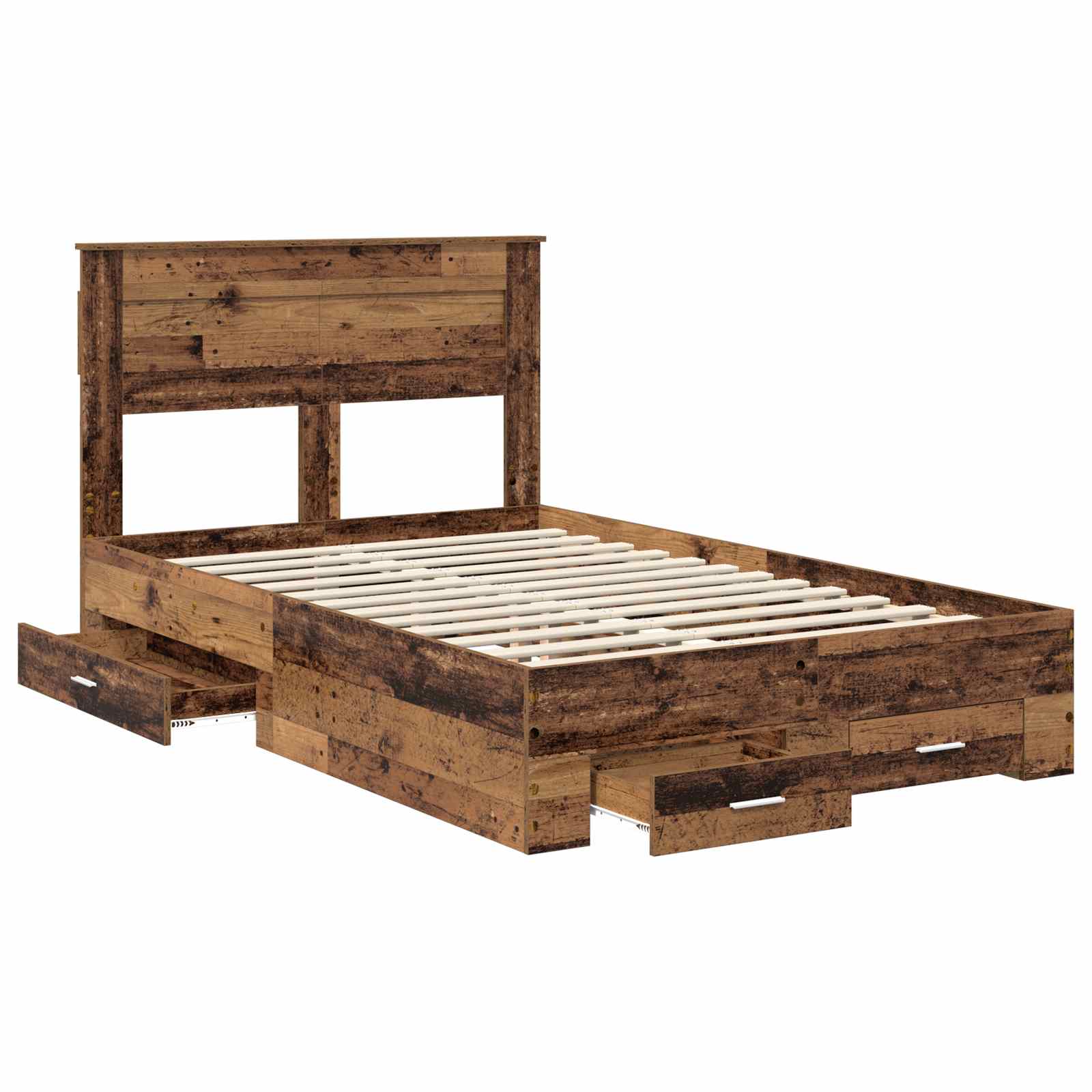 Bedframe met hoofdeinde Oudhout 120 x 190 cm Bewerkt hout is nu te koop bij PeponiXL, paradijselijk wonen!