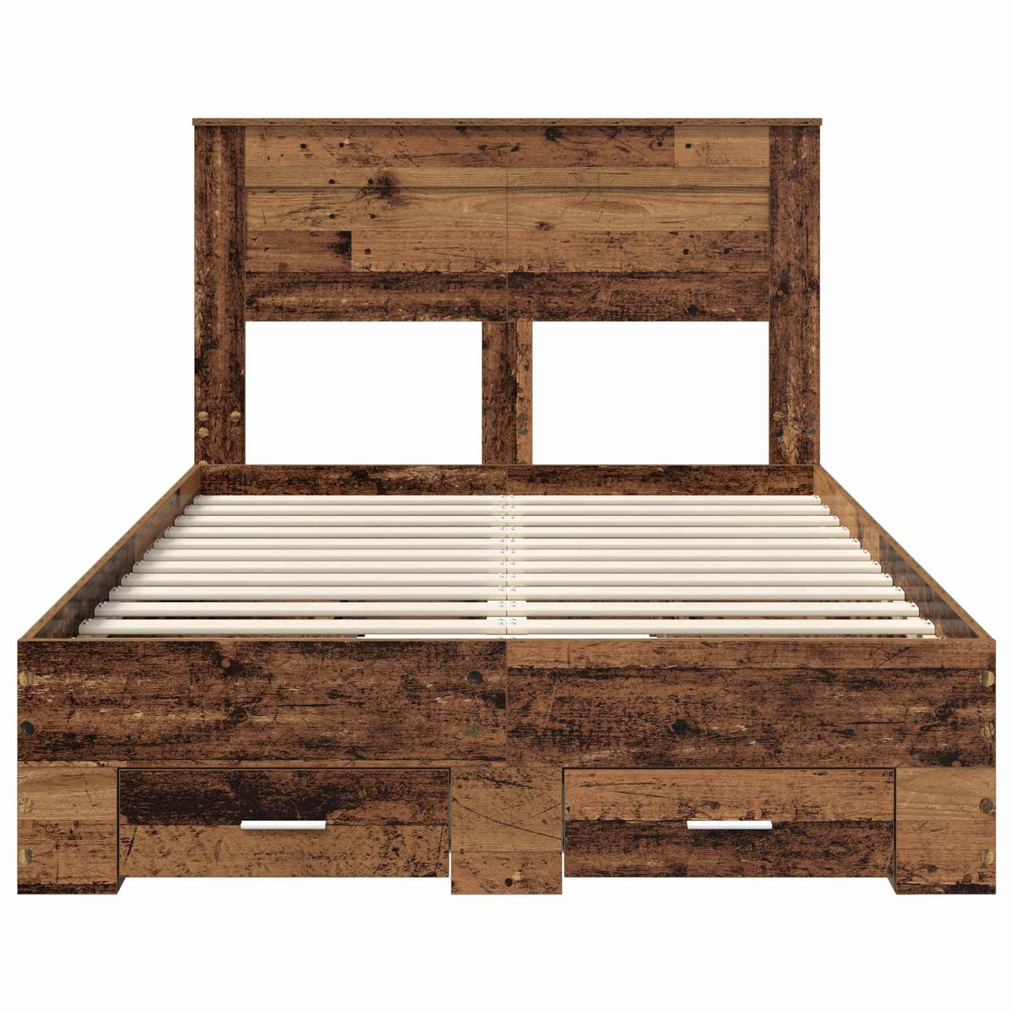 Bedframe met hoofdeinde Oudhout 120 x 190 cm Bewerkt hout is nu te koop bij PeponiXL, paradijselijk wonen!