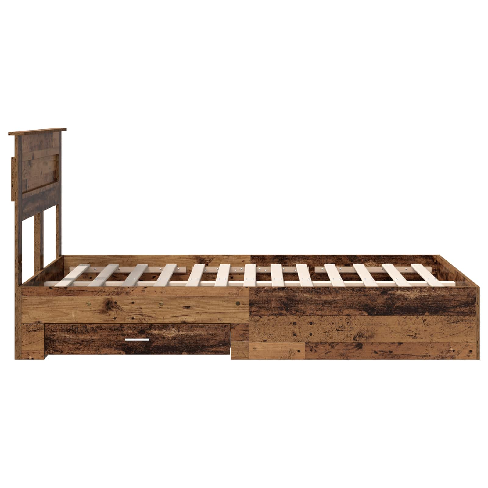 Bedframe met hoofdeinde Oudhout 120 x 190 cm Bewerkt hout is nu te koop bij PeponiXL, paradijselijk wonen!
