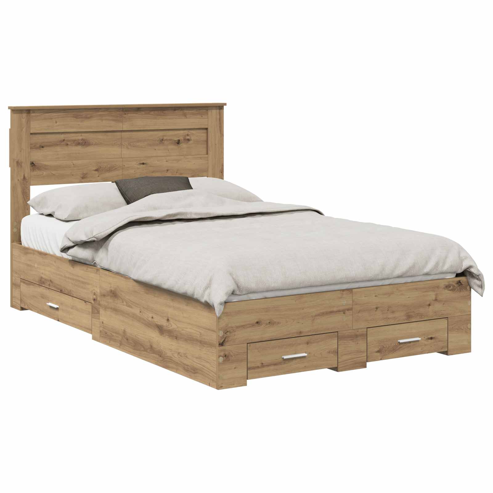 Bedframe met hoofdeinde Artisan Eiken 120 x 190 cm Bewerkt hout is nu te koop bij PeponiXL, paradijselijk wonen!