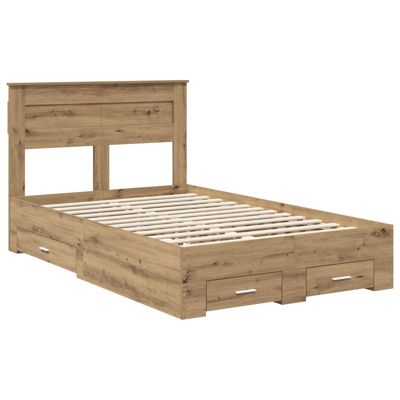 Bedframe met hoofdeinde Artisan Eiken 120 x 190 cm Bewerkt hout is nu te koop bij PeponiXL, paradijselijk wonen!