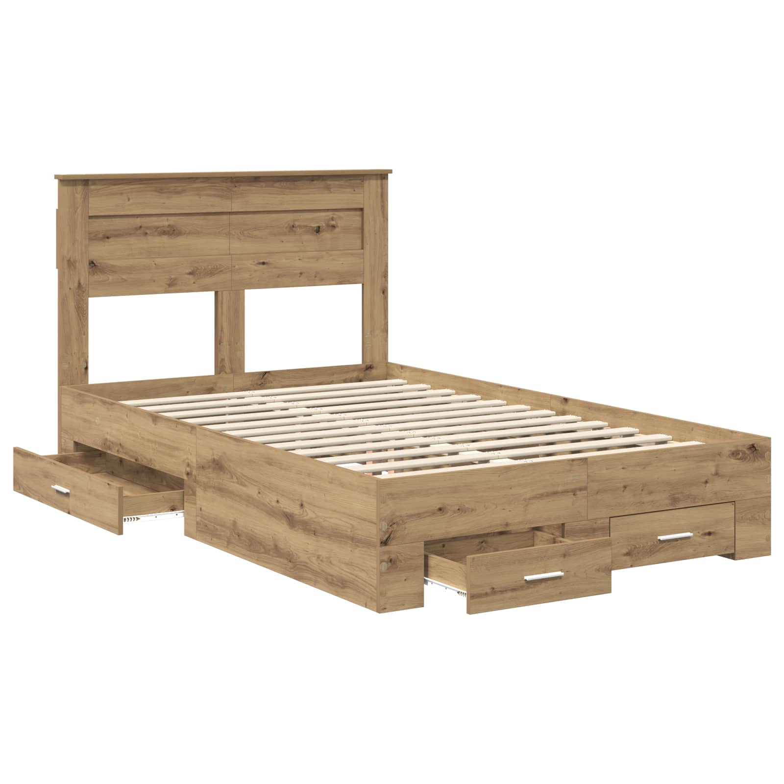 Bedframe met hoofdeinde Artisan Eiken 120 x 190 cm Bewerkt hout is nu te koop bij PeponiXL, paradijselijk wonen!