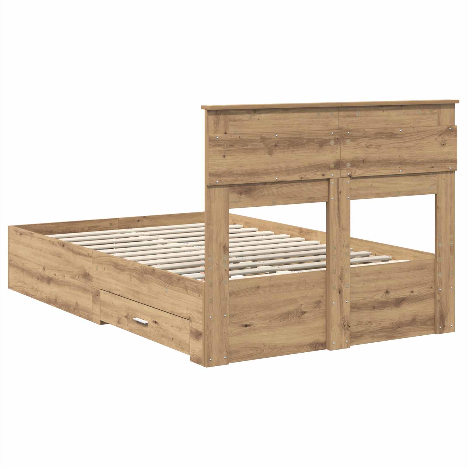 Bedframe met hoofdeinde Artisan Eiken 120 x 190 cm Bewerkt hout is nu te koop bij PeponiXL, paradijselijk wonen!