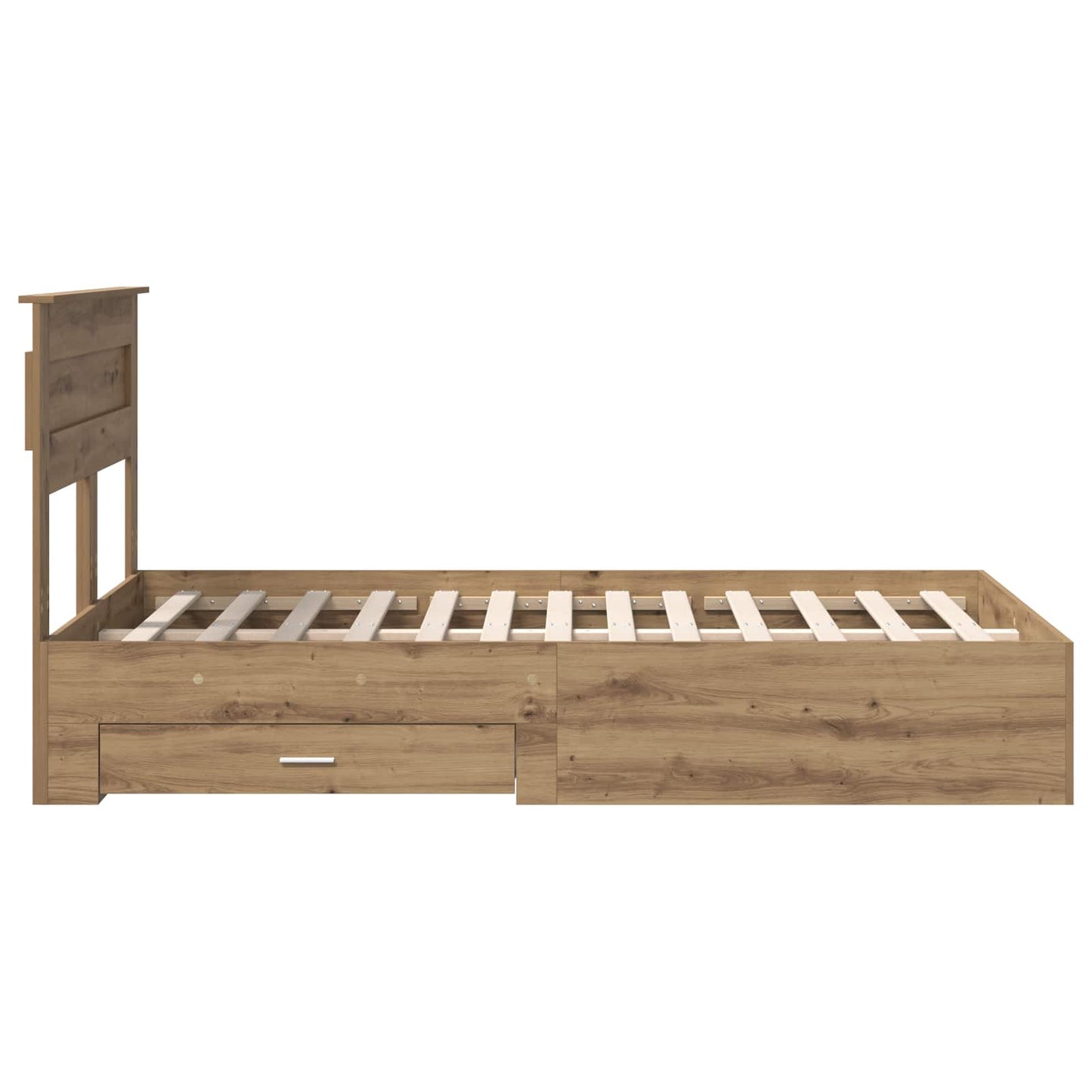 Bedframe met hoofdeinde Artisan Eiken 120 x 190 cm Bewerkt hout is nu te koop bij PeponiXL, paradijselijk wonen!