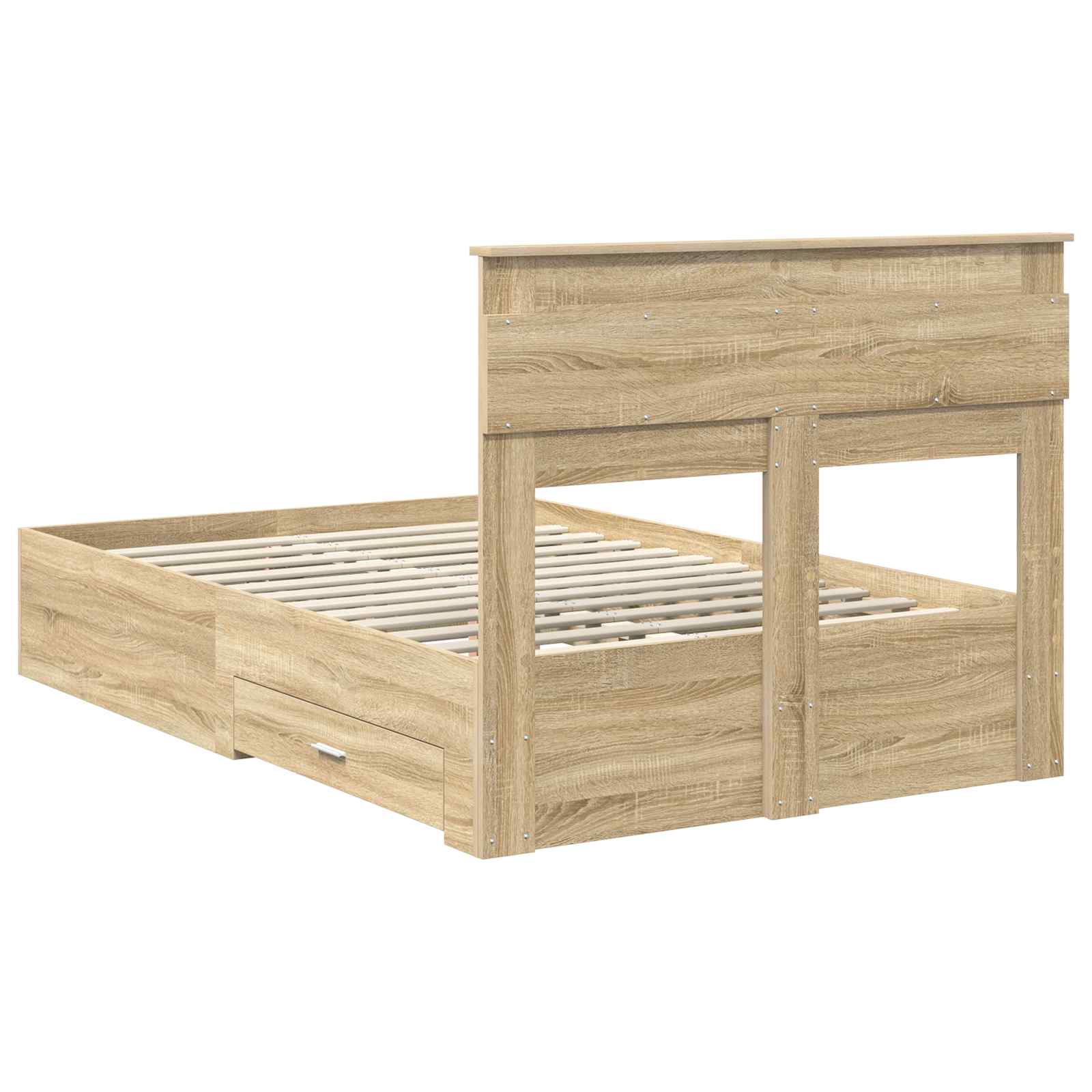 Bedframe met hoofdeinde Sonoma Eiken 120 x 200 cm Bewerkt hout is nu te koop bij PeponiXL, paradijselijk wonen!
