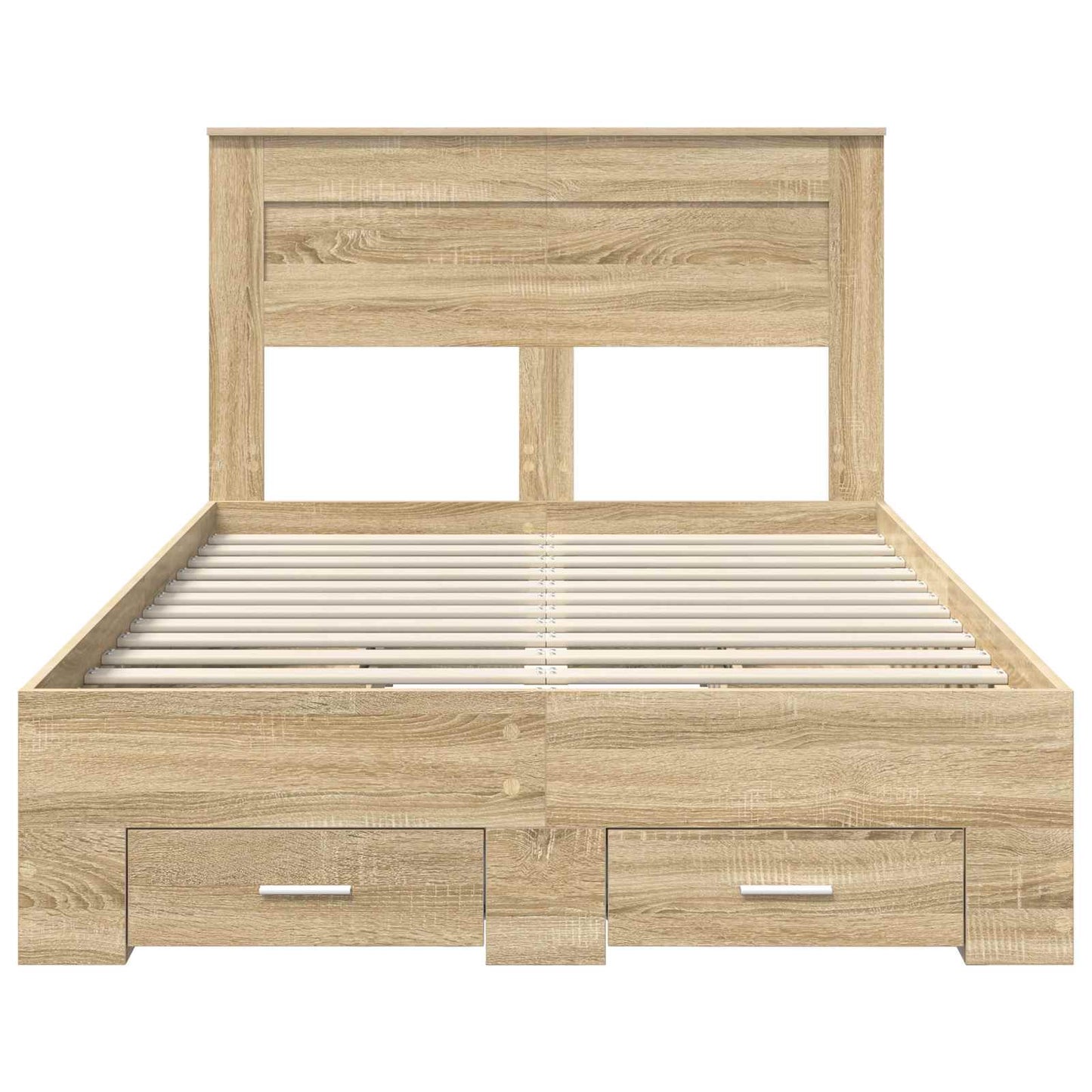 Bedframe met hoofdeinde Sonoma Eiken 120 x 200 cm Bewerkt hout is nu te koop bij PeponiXL, paradijselijk wonen!