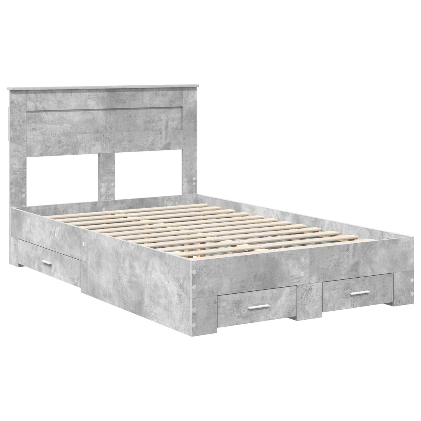 Bedframe met hoofdeinde Beton Grijs 120 x 200 cm Bewerkt hout is nu te koop bij PeponiXL, paradijselijk wonen!