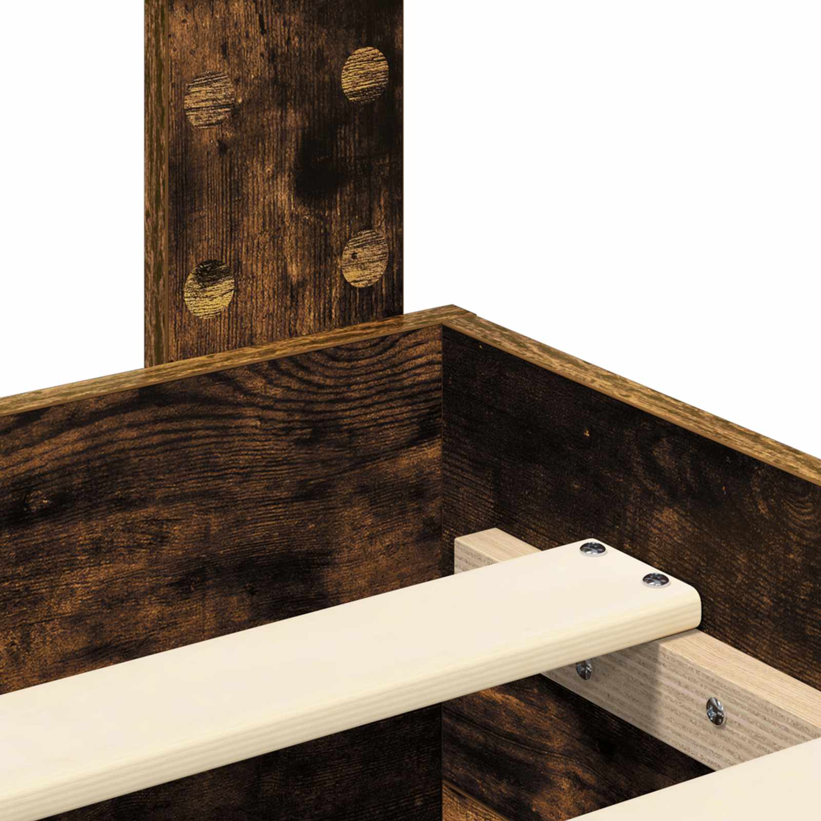 Bedframe met hoofdeinde Gerookt eiken 120 x 200 cm Bewerkt hout is nu te koop bij PeponiXL, paradijselijk wonen!
