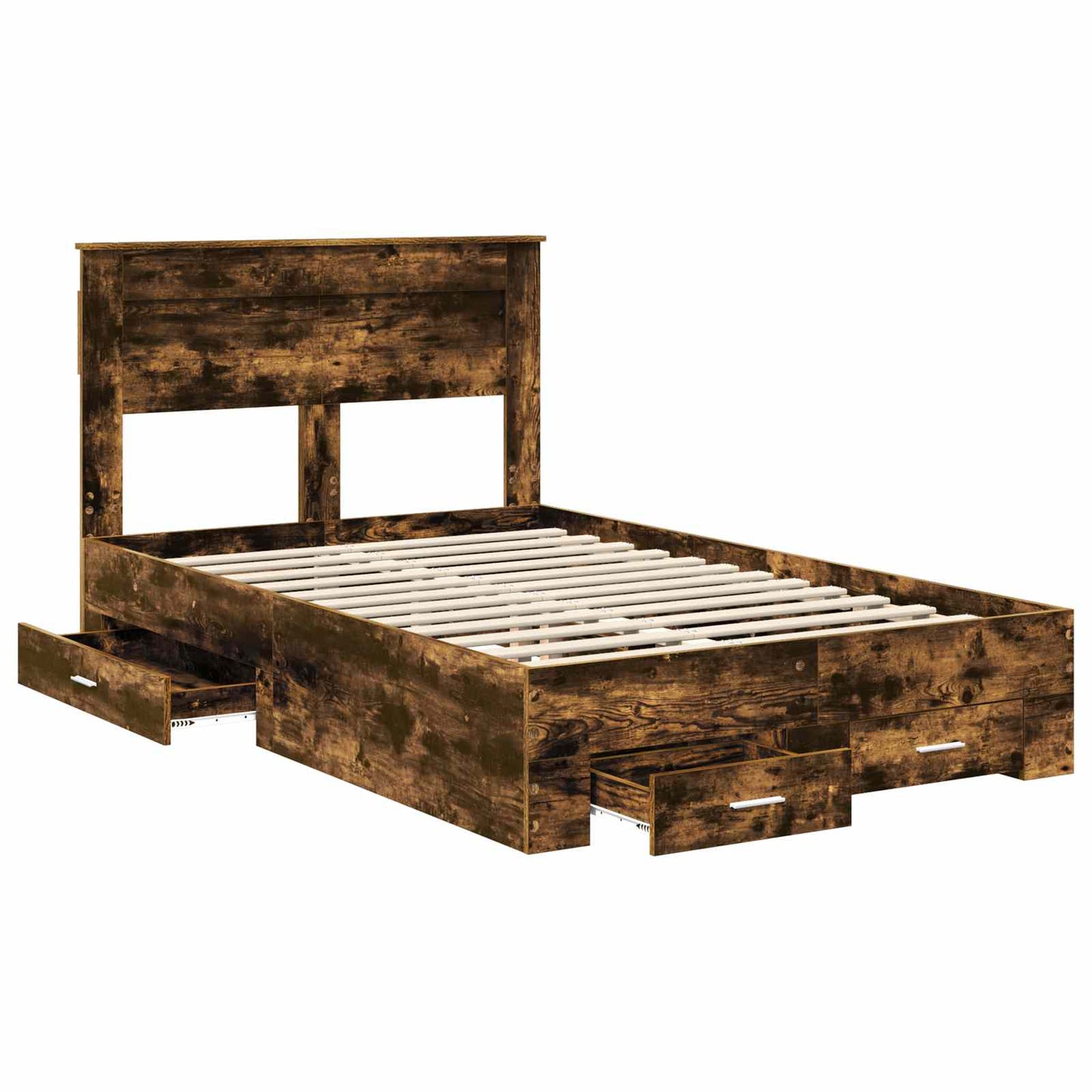 Bedframe met hoofdeinde Gerookt eiken 120 x 200 cm Bewerkt hout is nu te koop bij PeponiXL, paradijselijk wonen!