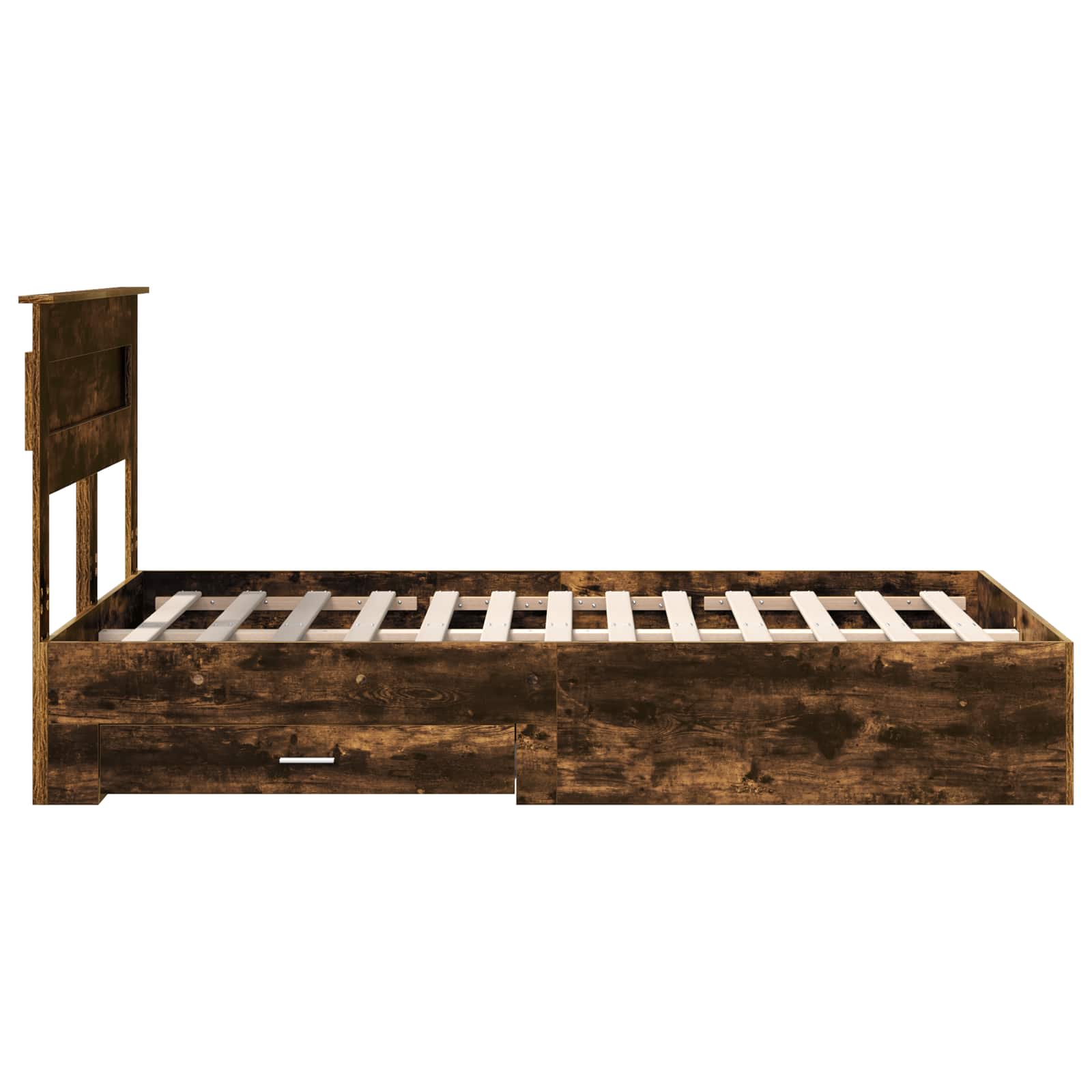 Bedframe met hoofdeinde Gerookt eiken 120 x 200 cm Bewerkt hout is nu te koop bij PeponiXL, paradijselijk wonen!