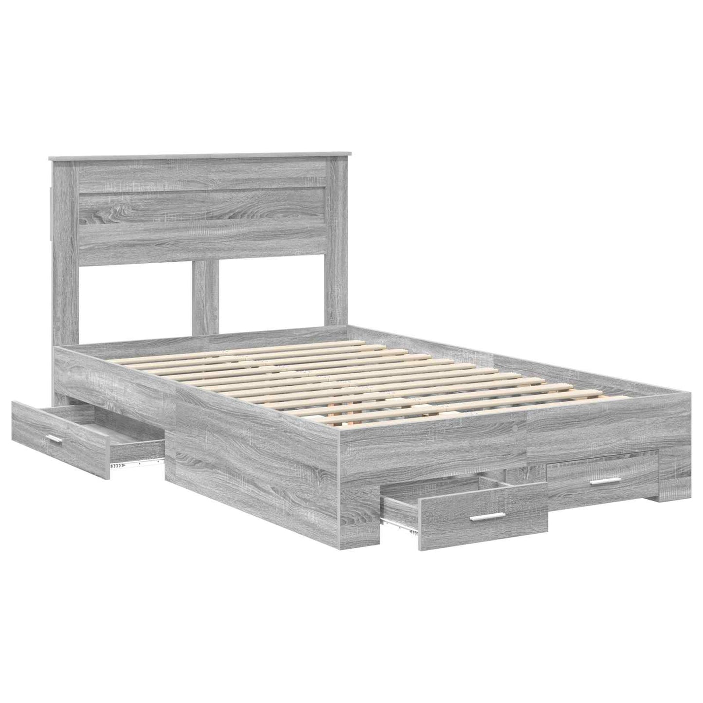 Bedframe met hoofdeinde Grijs Sonoma 120 x 200 cm Bewerkt hout is nu te koop bij PeponiXL, paradijselijk wonen!