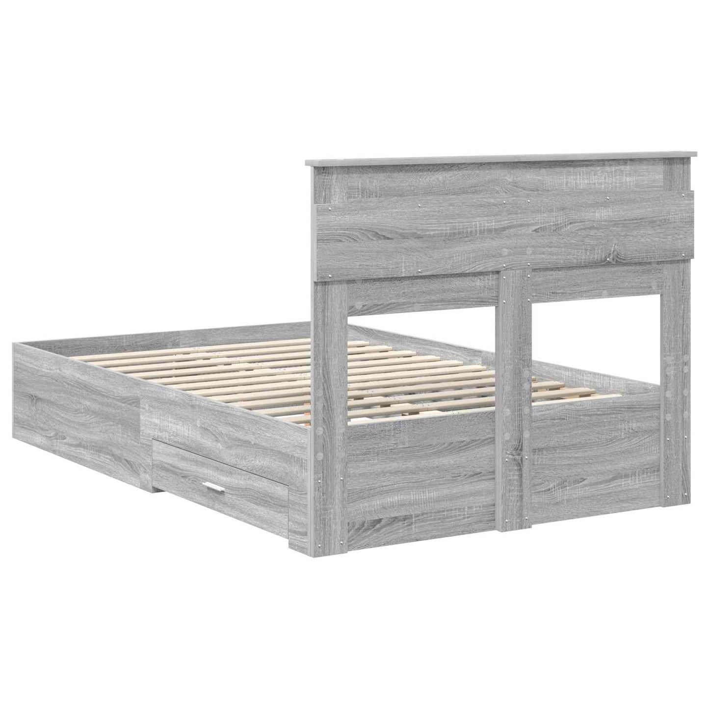 Bedframe met hoofdeinde Grijs Sonoma 120 x 200 cm Bewerkt hout is nu te koop bij PeponiXL, paradijselijk wonen!