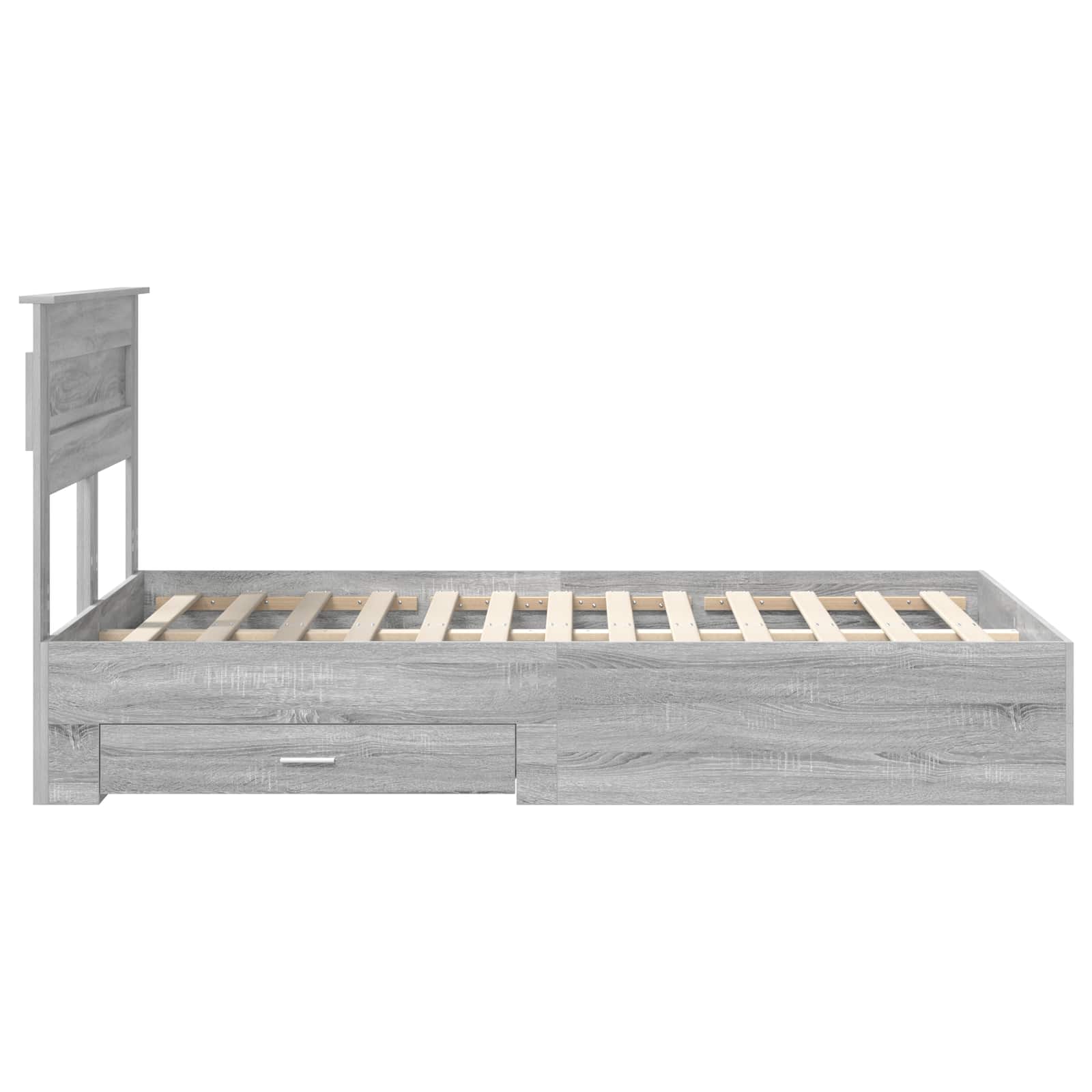 Bedframe met hoofdeinde Grijs Sonoma 120 x 200 cm Bewerkt hout is nu te koop bij PeponiXL, paradijselijk wonen!