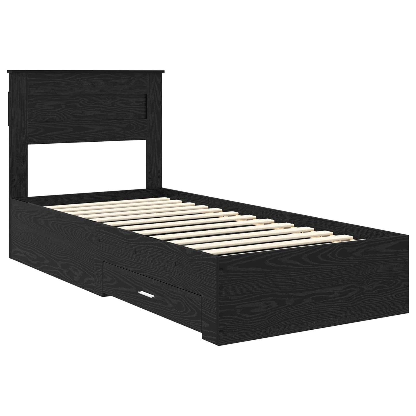 Bedframe met hoofdeinde Zwart Eiken 100 x 200 cm Bewerkt hout is nu te koop bij PeponiXL, paradijselijk wonen!