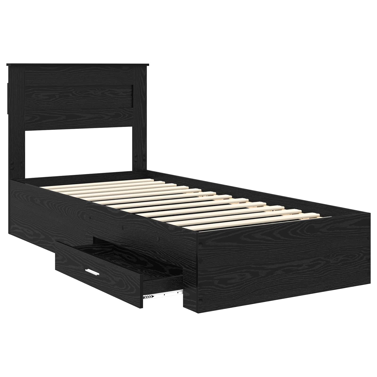 Bedframe met hoofdeinde Zwart Eiken 100 x 200 cm Bewerkt hout is nu te koop bij PeponiXL, paradijselijk wonen!