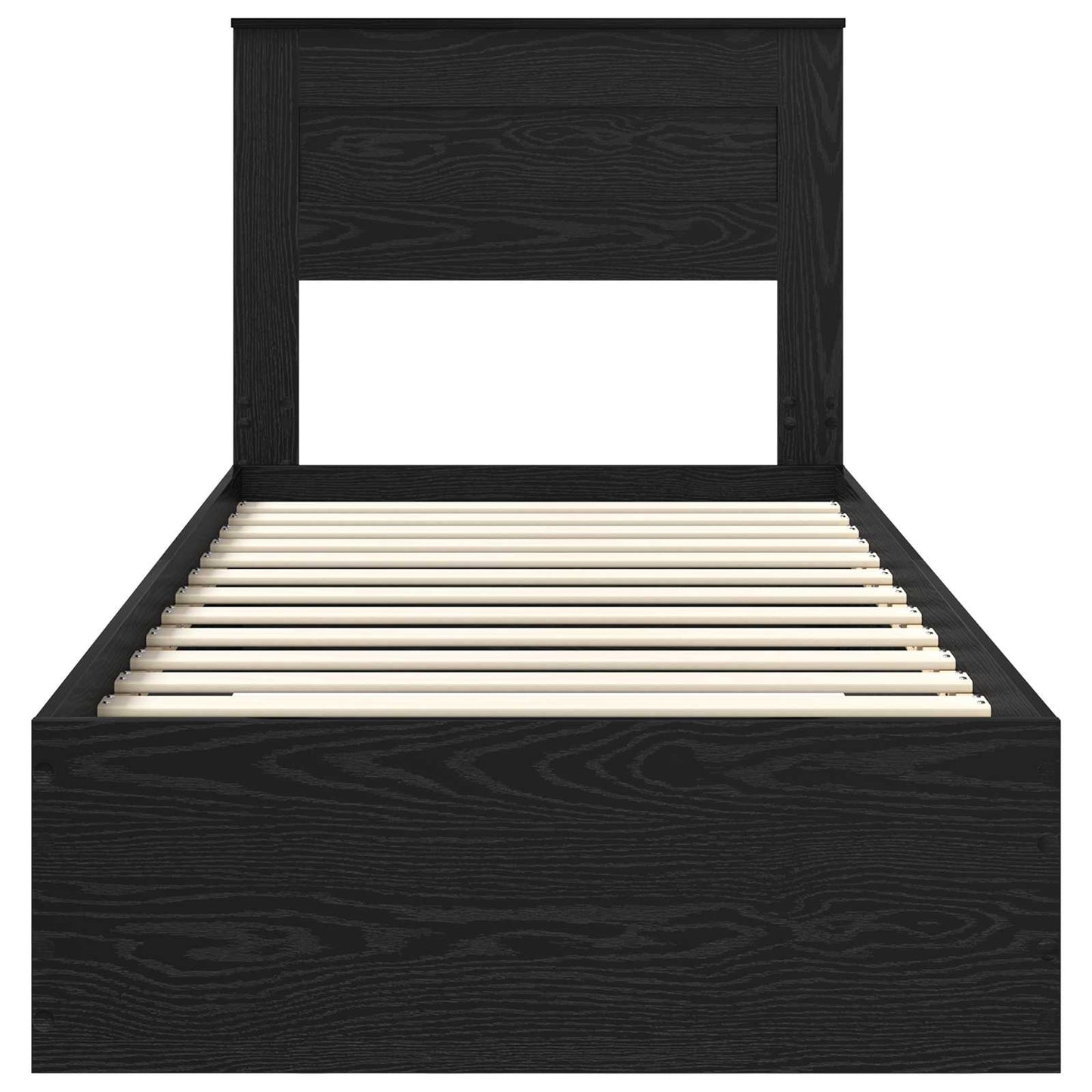 Bedframe met hoofdeinde Zwart Eiken 100 x 200 cm Bewerkt hout is nu te koop bij PeponiXL, paradijselijk wonen!