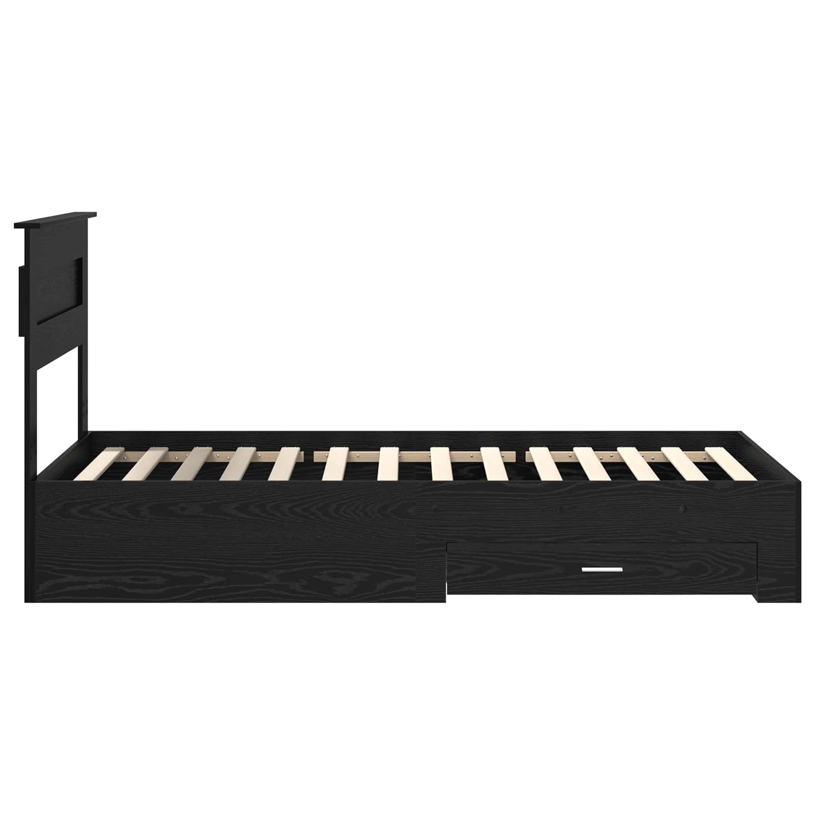 Bedframe met hoofdeinde Zwart Eiken 100 x 200 cm Bewerkt hout is nu te koop bij PeponiXL, paradijselijk wonen!