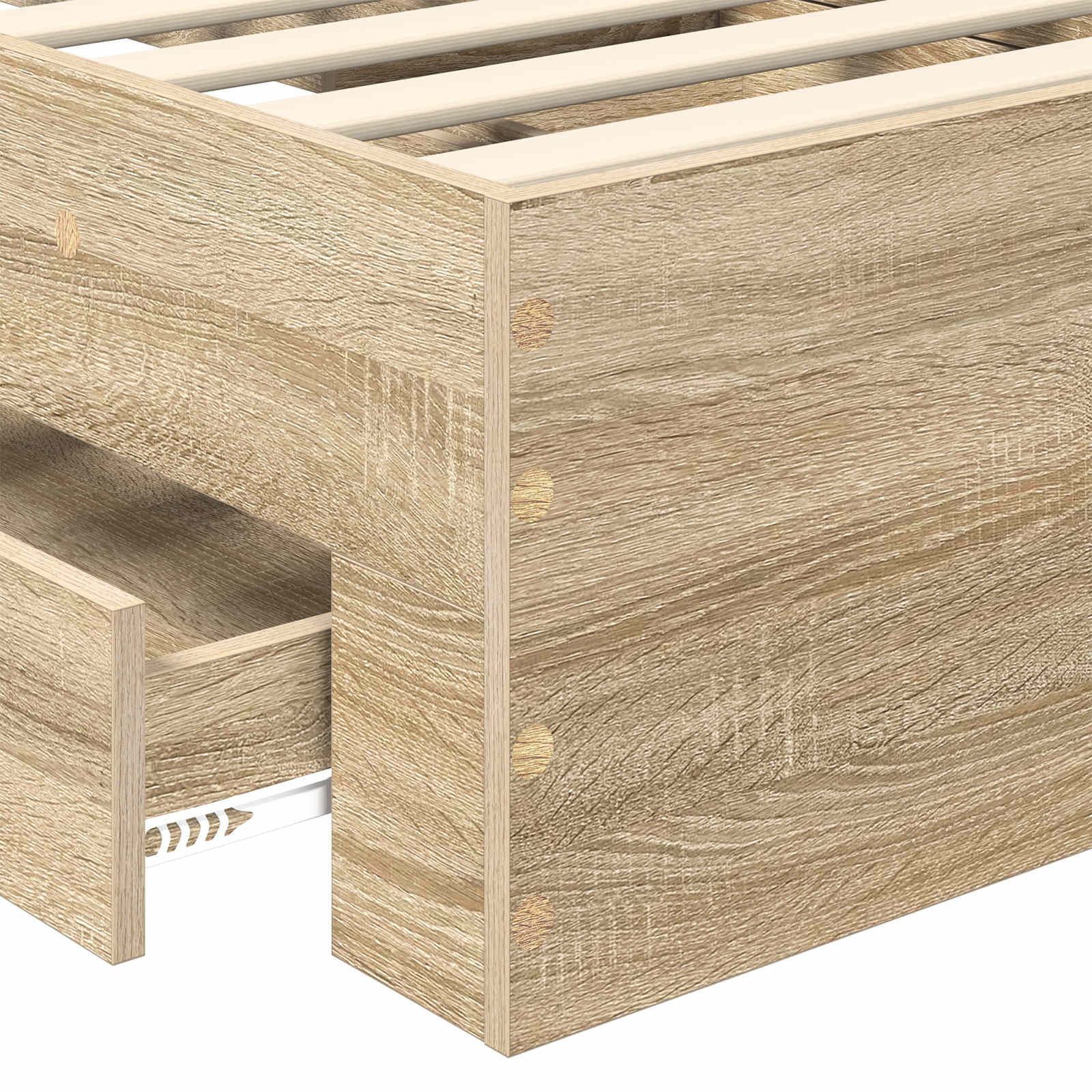 Bedframe met hoofdeinde Sonoma Eiken 100 x 200 cm Bewerkt hout is nu te koop bij PeponiXL, paradijselijk wonen!