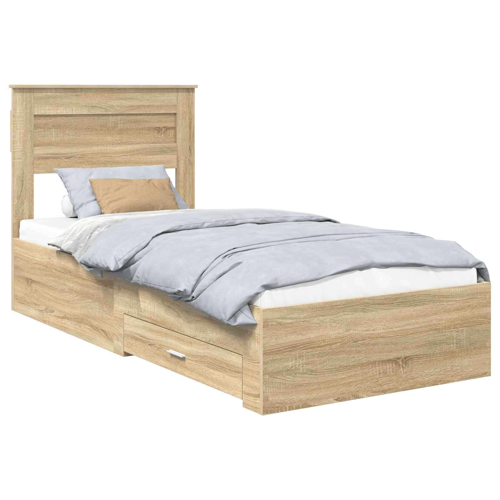 Bedframe met hoofdeinde Sonoma Eiken 100 x 200 cm Bewerkt hout is nu te koop bij PeponiXL, paradijselijk wonen!