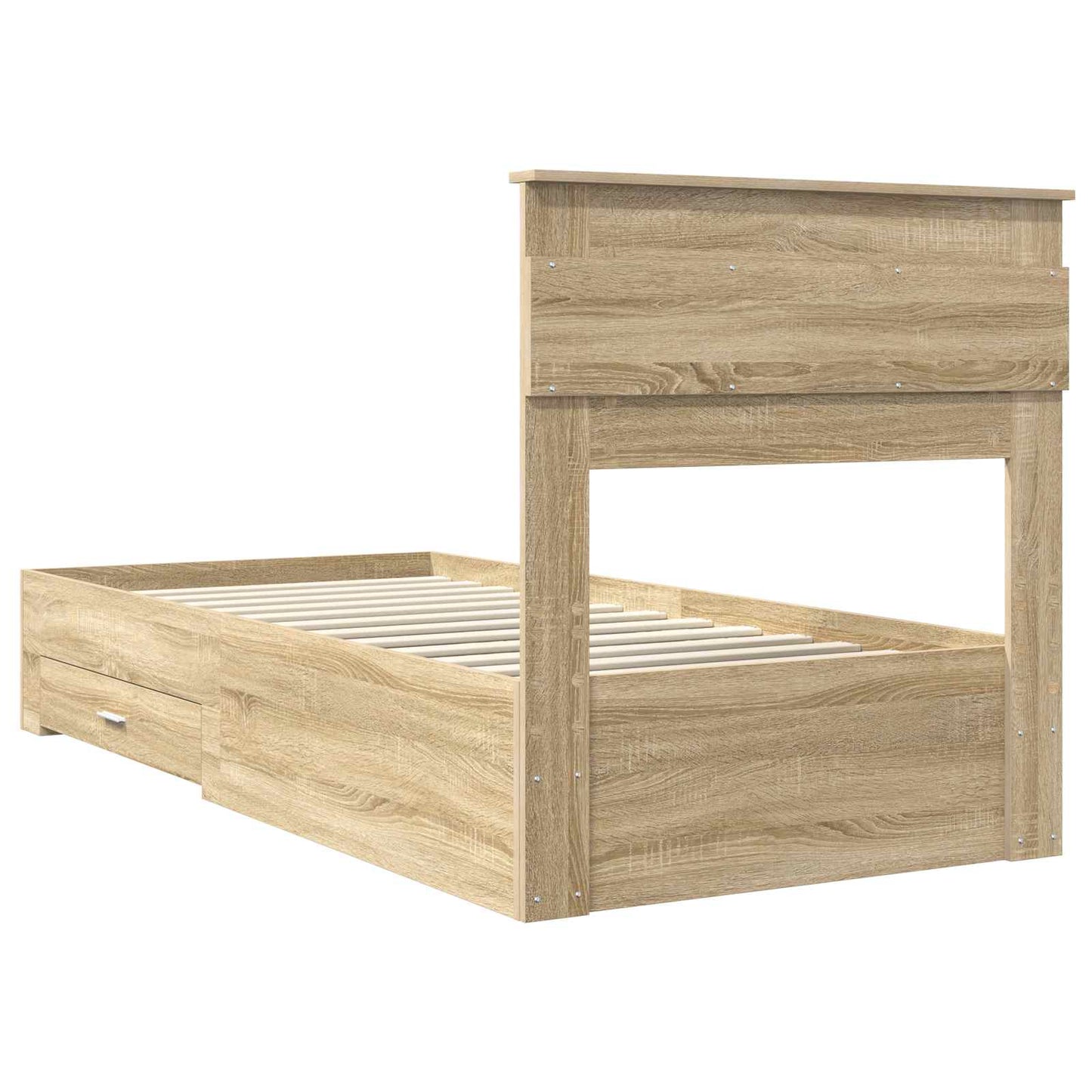 Bedframe met hoofdeinde Sonoma Eiken 100 x 200 cm Bewerkt hout is nu te koop bij PeponiXL, paradijselijk wonen!