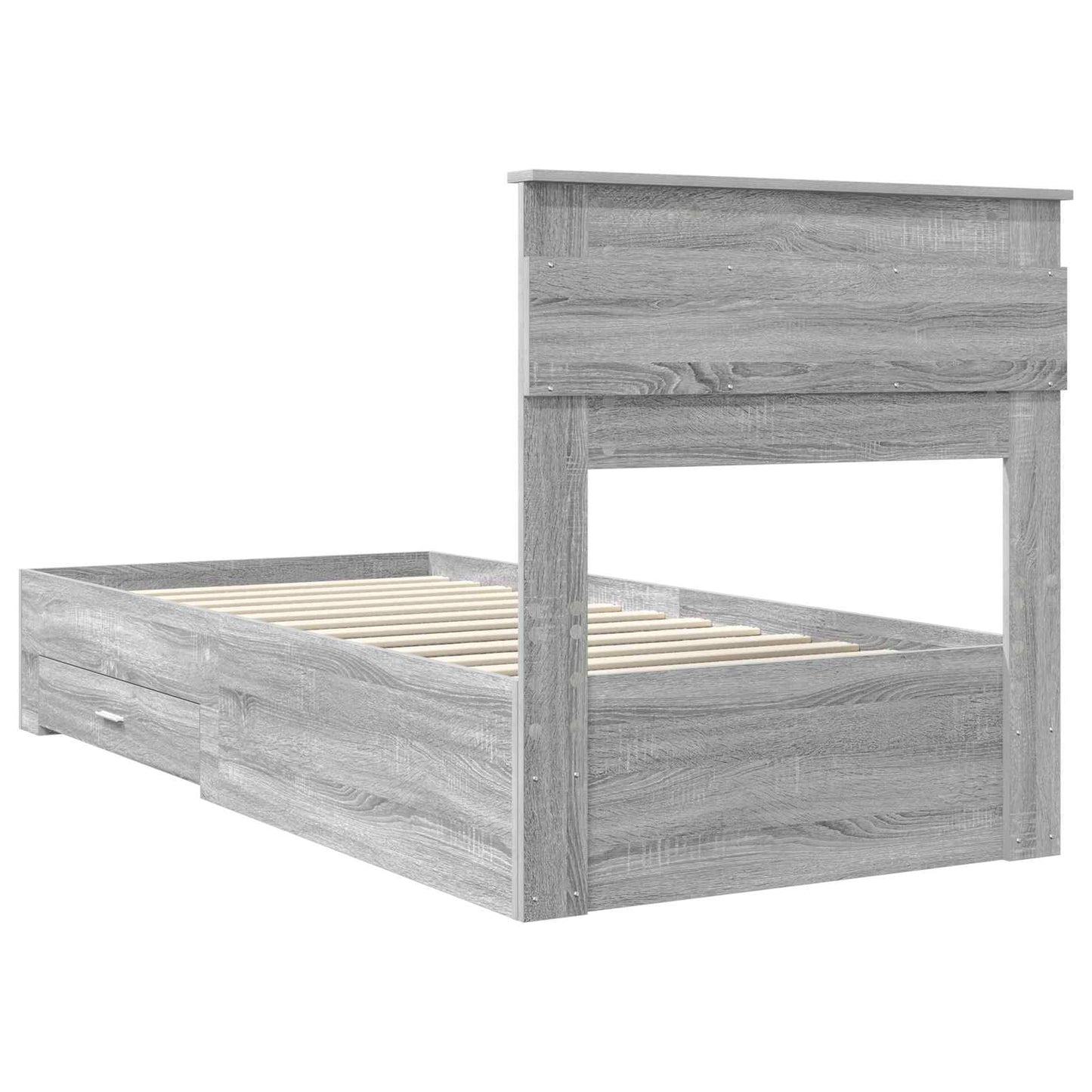 Bedframe met hoofdeinde Grijs Sonoma 100 x 200 cm Bewerkt hout is nu te koop bij PeponiXL, paradijselijk wonen!