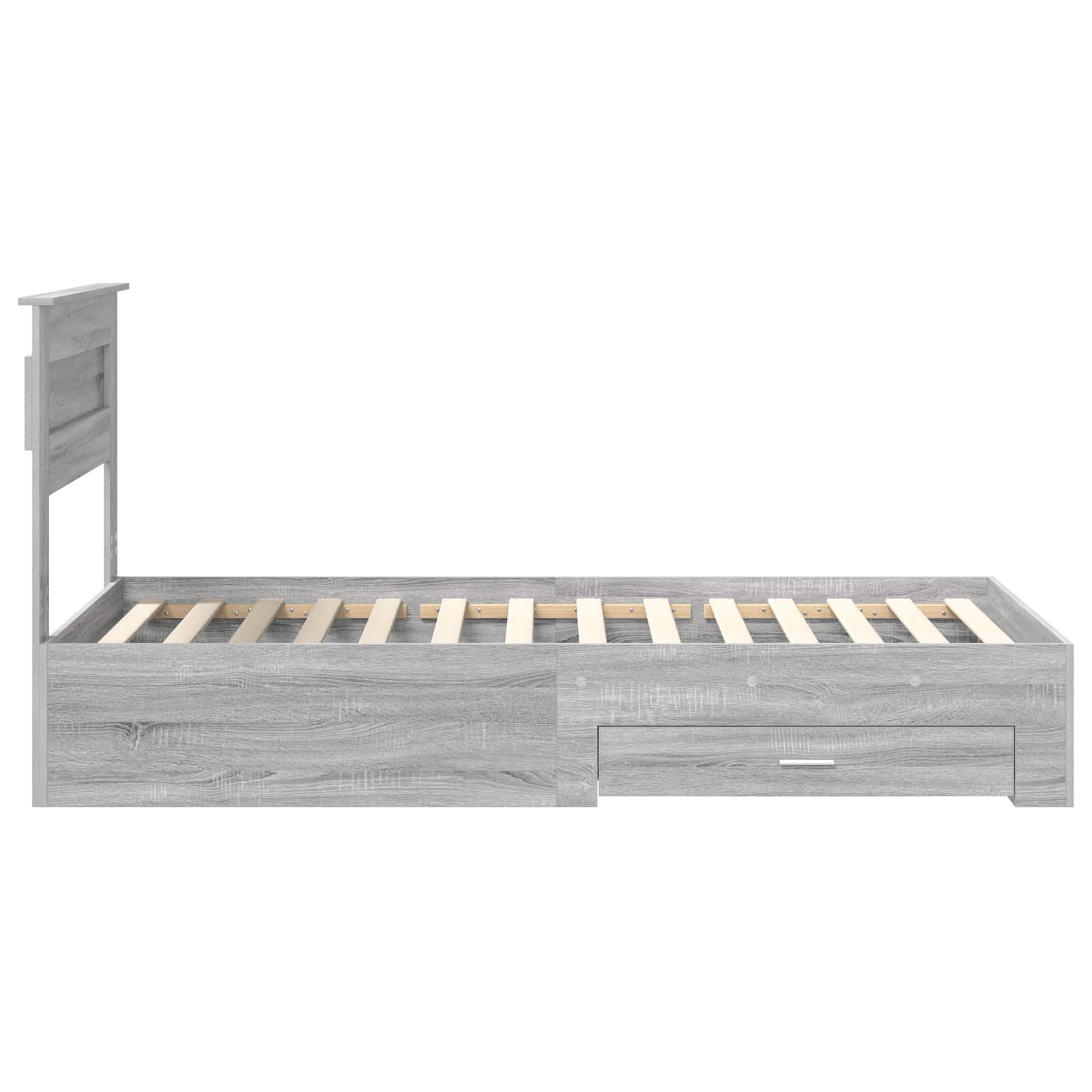 Bedframe met hoofdeinde Grijs Sonoma 100 x 200 cm Bewerkt hout is nu te koop bij PeponiXL, paradijselijk wonen!