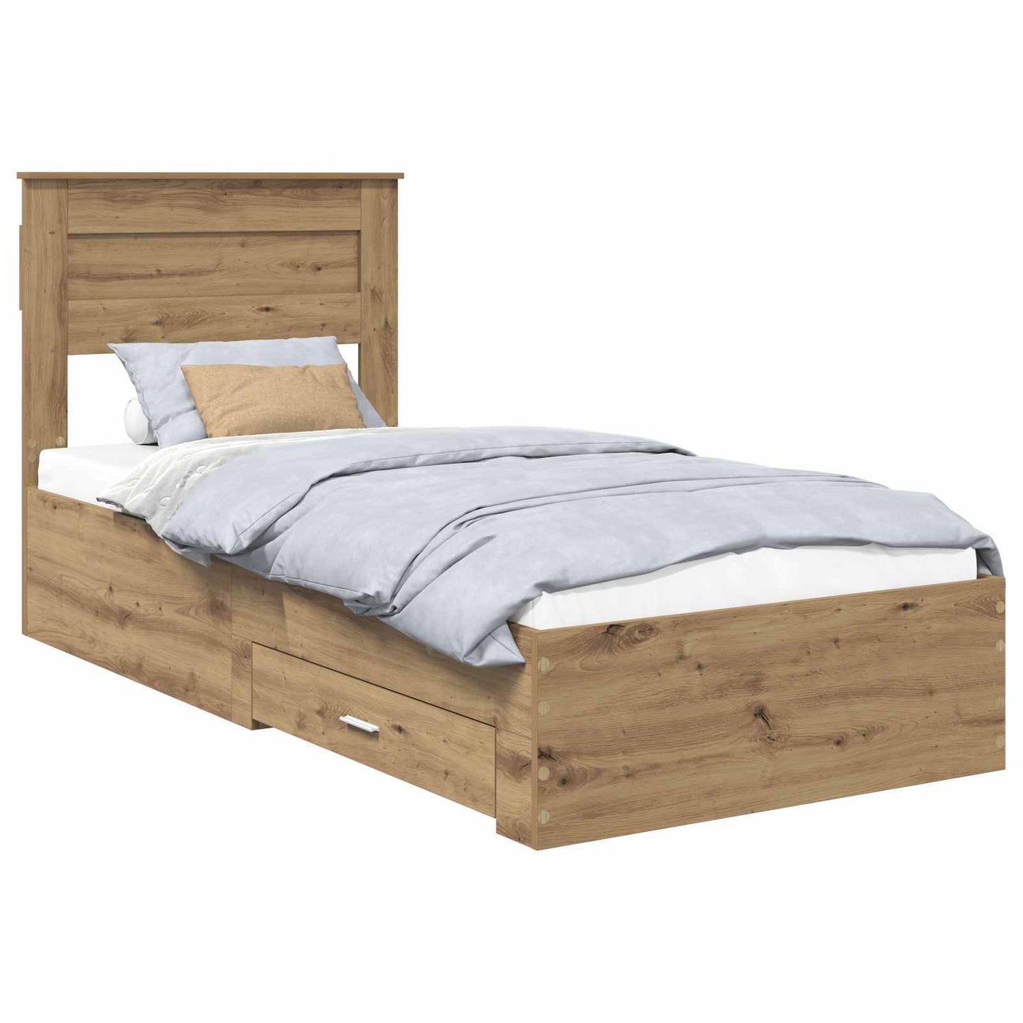 Bedframe met hoofdeinde Artisan Eiken 100 x 200 cm Bewerkt hout is nu te koop bij PeponiXL, paradijselijk wonen!