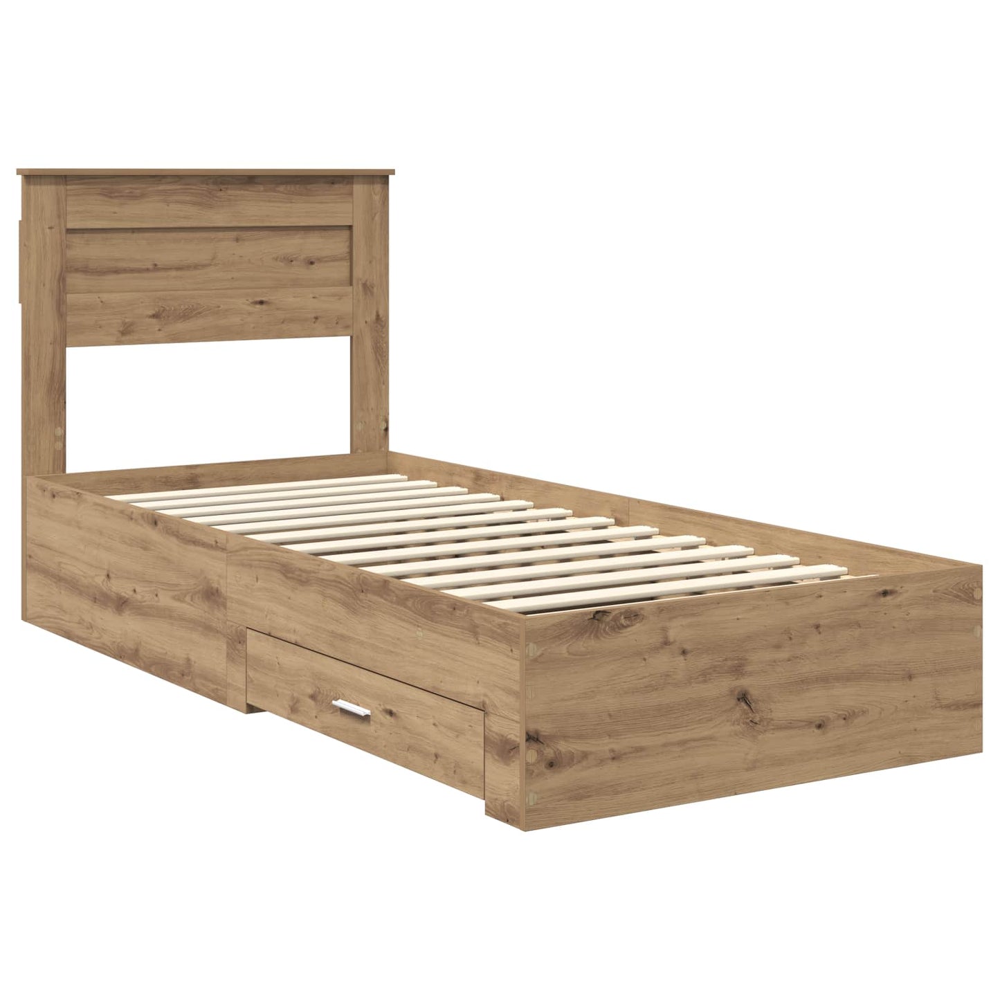 Bedframe met hoofdeinde Artisan Eiken 100 x 200 cm Bewerkt hout is nu te koop bij PeponiXL, paradijselijk wonen!
