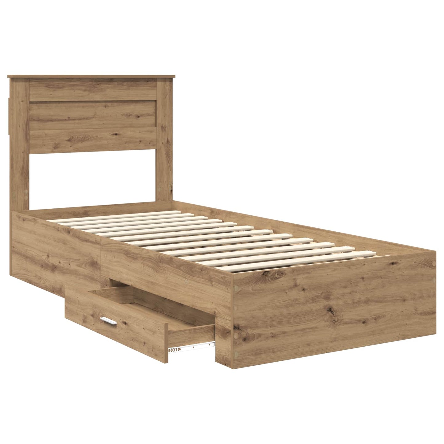 Bedframe met hoofdeinde Artisan Eiken 100 x 200 cm Bewerkt hout is nu te koop bij PeponiXL, paradijselijk wonen!