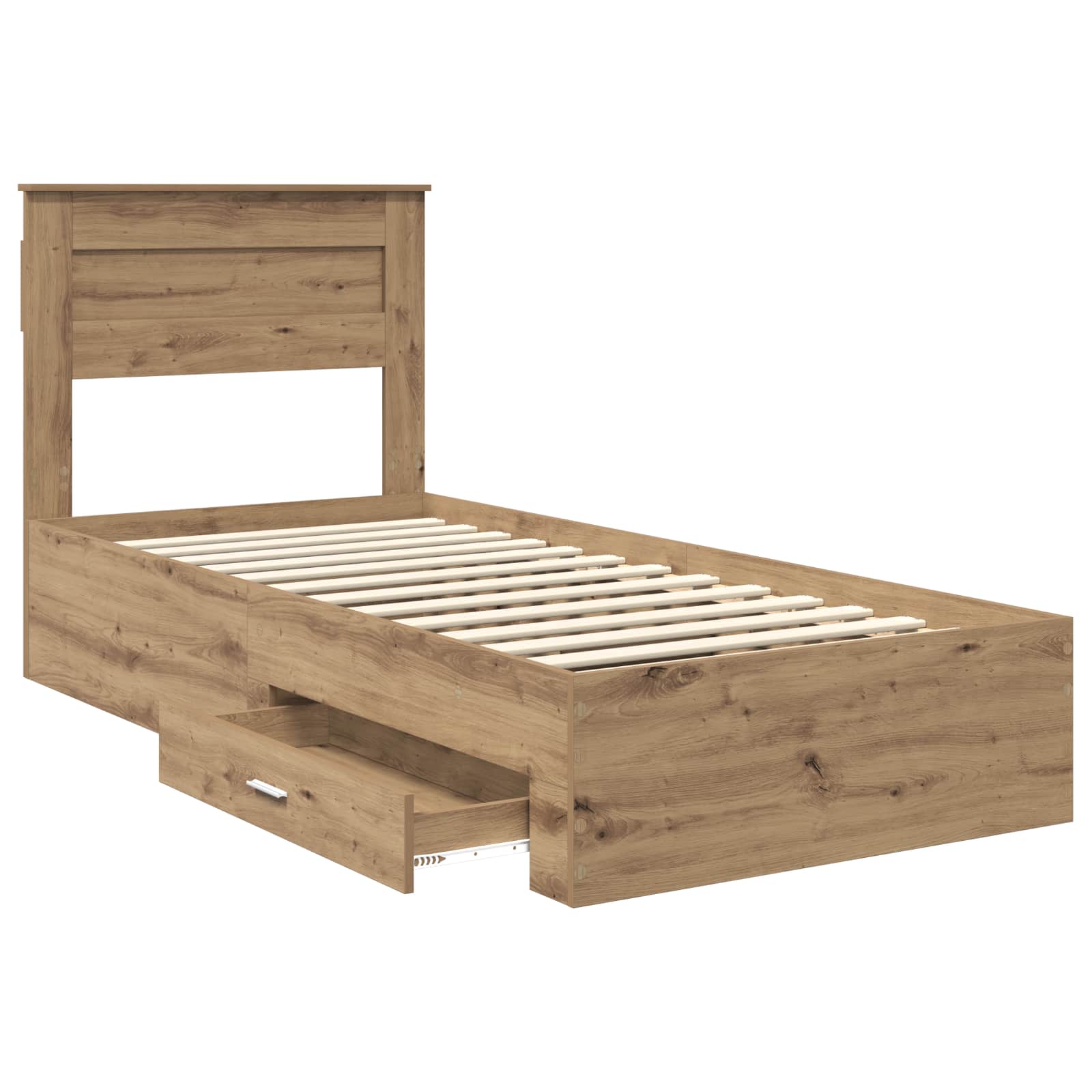 Bedframe met hoofdeinde Artisan Eiken 100 x 200 cm Bewerkt hout is nu te koop bij PeponiXL, paradijselijk wonen!