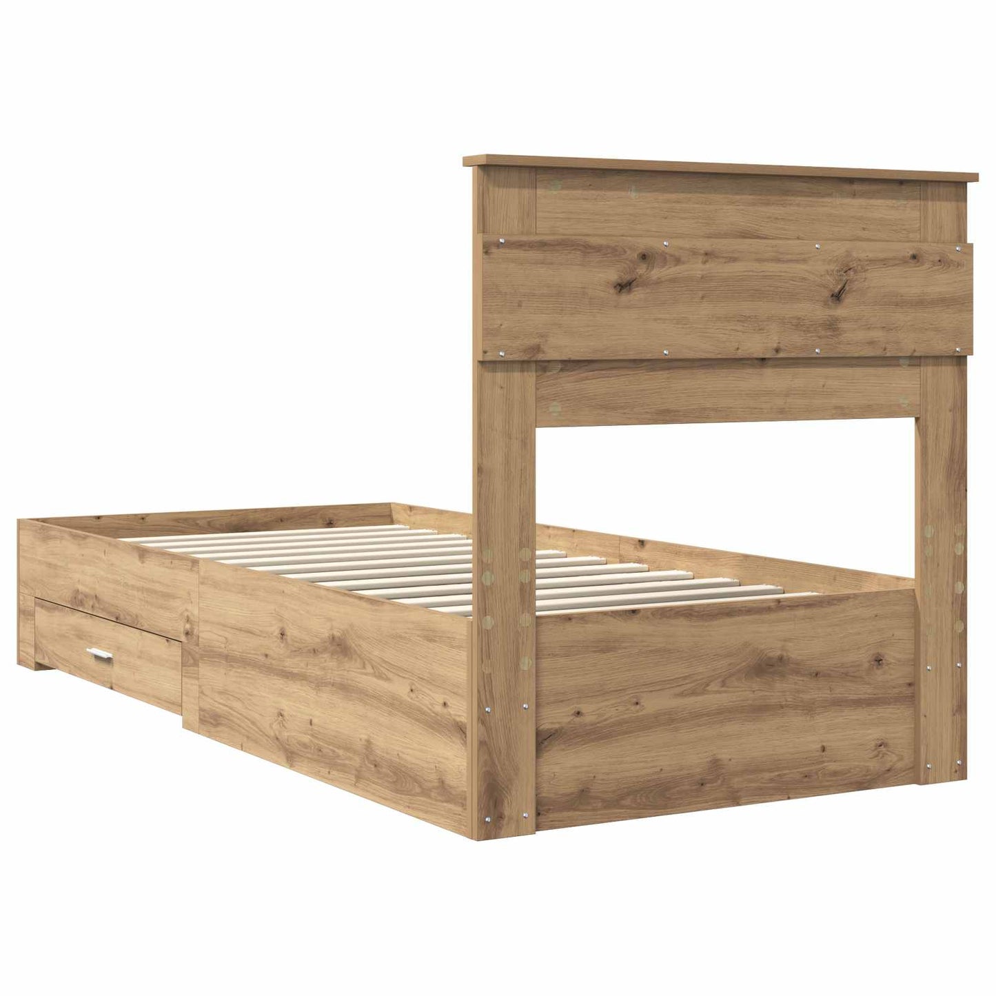 Bedframe met hoofdeinde Artisan Eiken 100 x 200 cm Bewerkt hout is nu te koop bij PeponiXL, paradijselijk wonen!