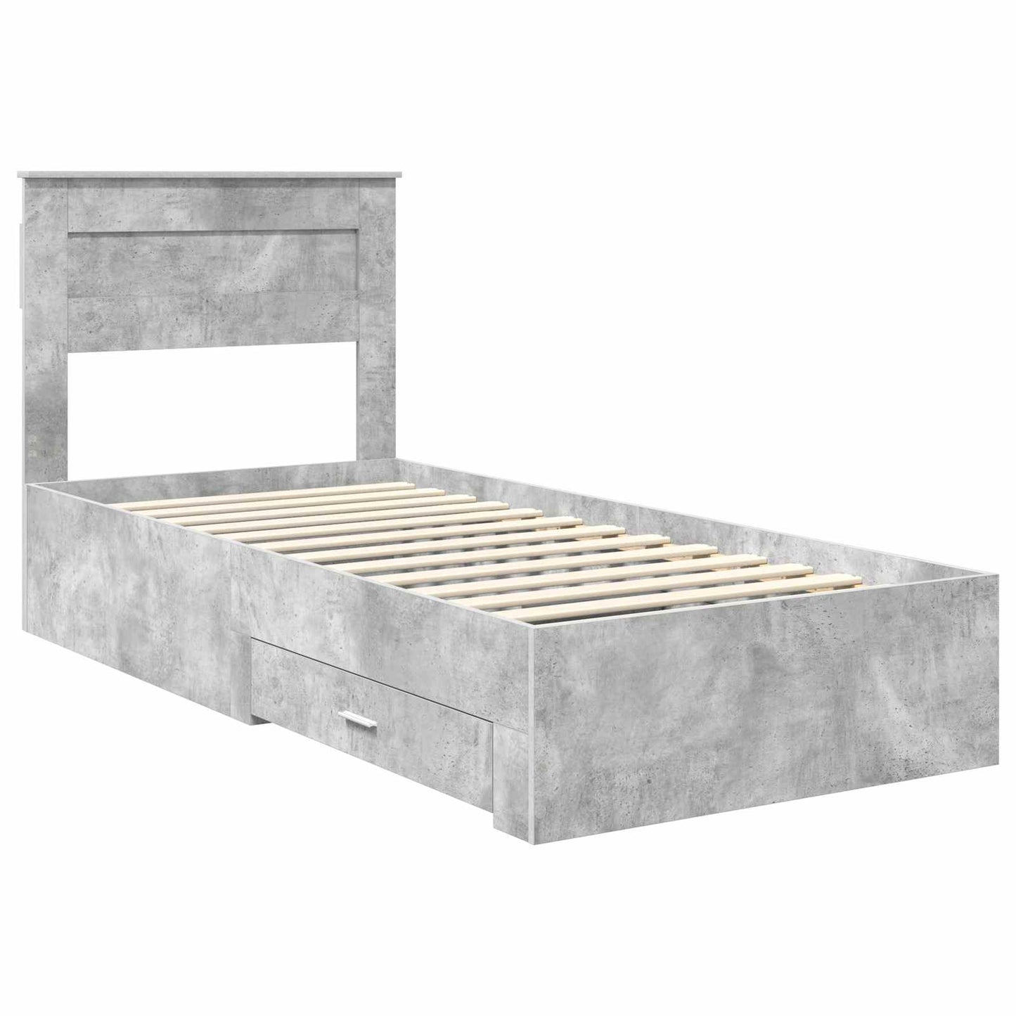 Bedframe met hoofdeinde Beton Grijs 90 x 190 cm Bewerkt hout is nu te koop bij PeponiXL, paradijselijk wonen!
