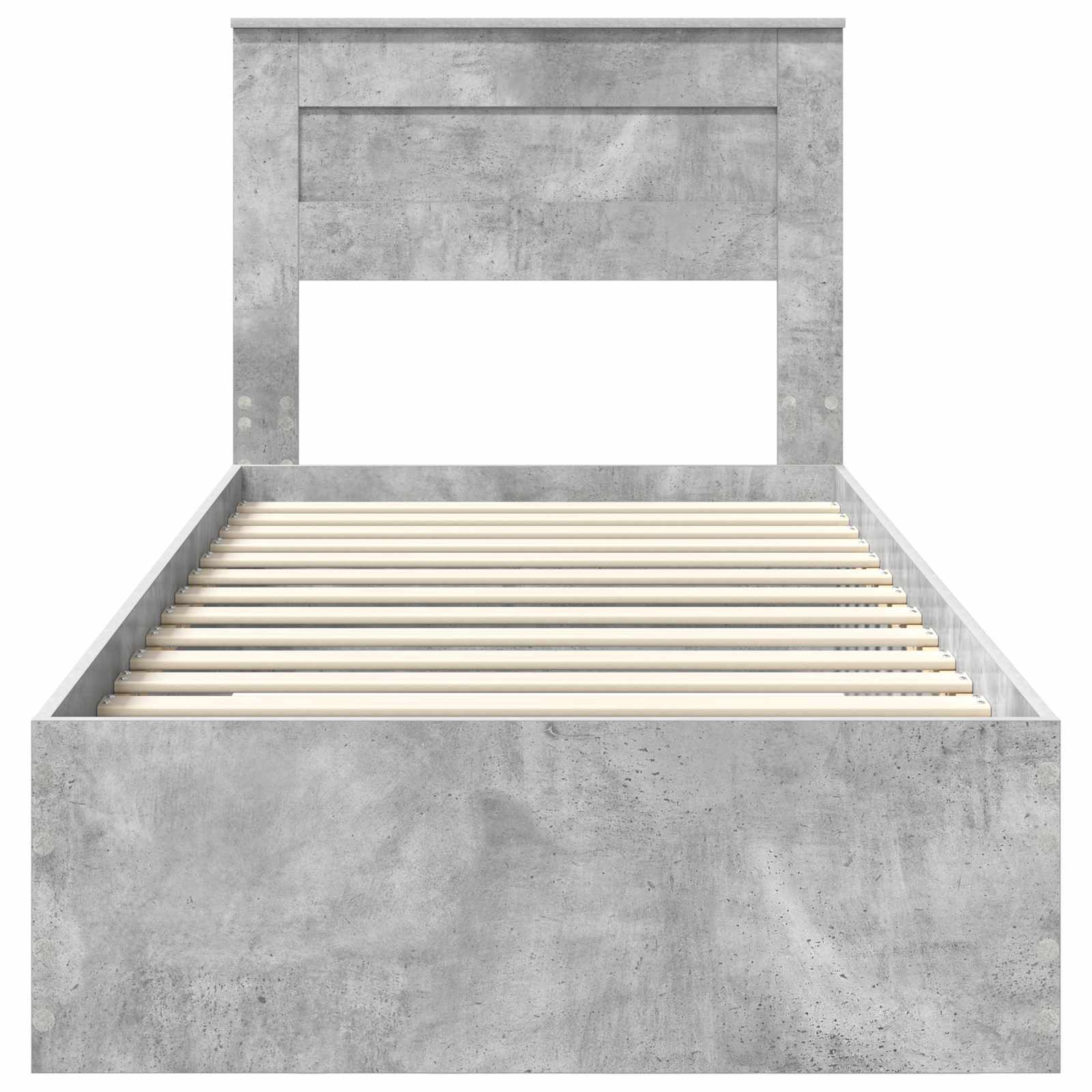 Bedframe met hoofdeinde Beton Grijs 90 x 190 cm Bewerkt hout is nu te koop bij PeponiXL, paradijselijk wonen!