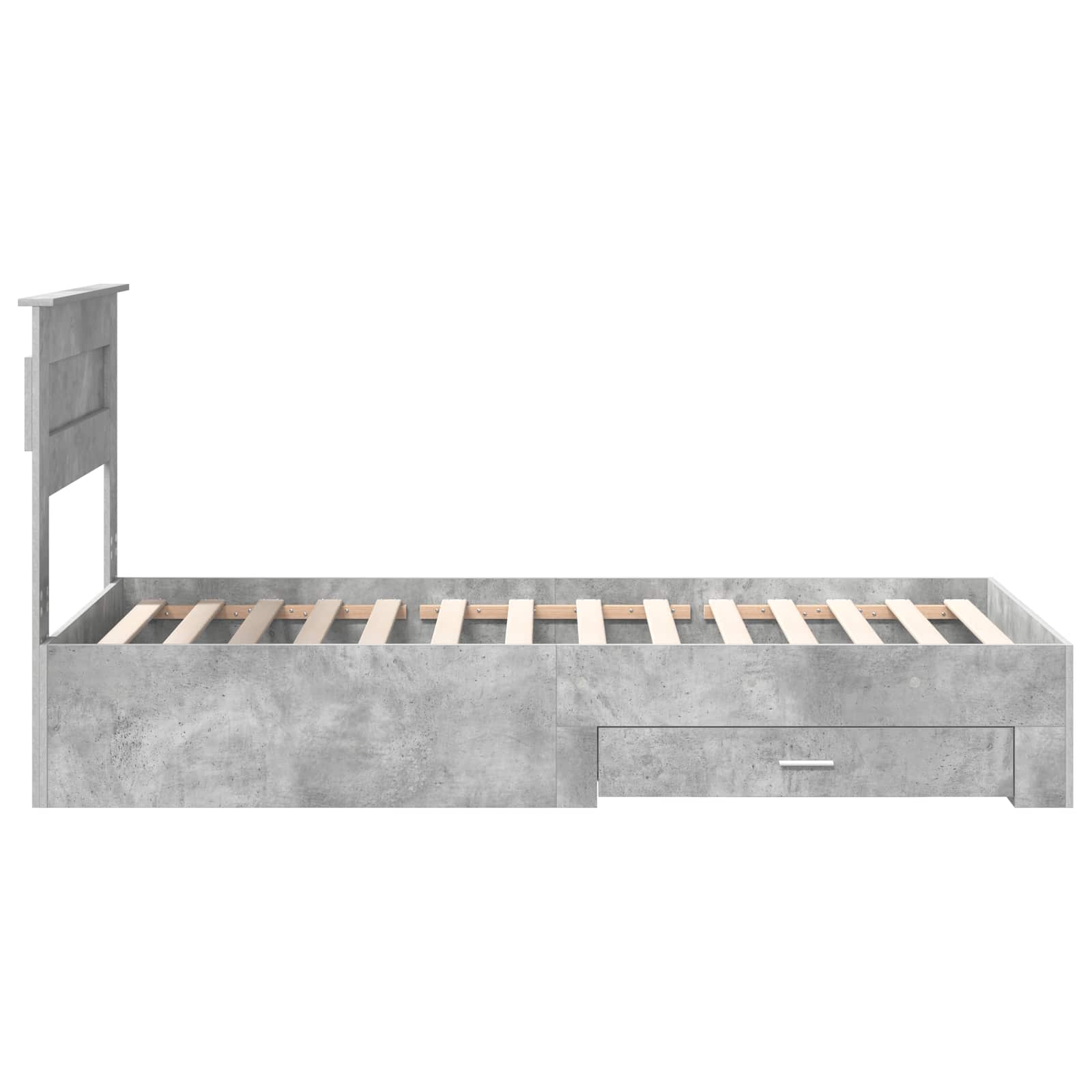 Bedframe met hoofdeinde Beton Grijs 90 x 190 cm Bewerkt hout is nu te koop bij PeponiXL, paradijselijk wonen!