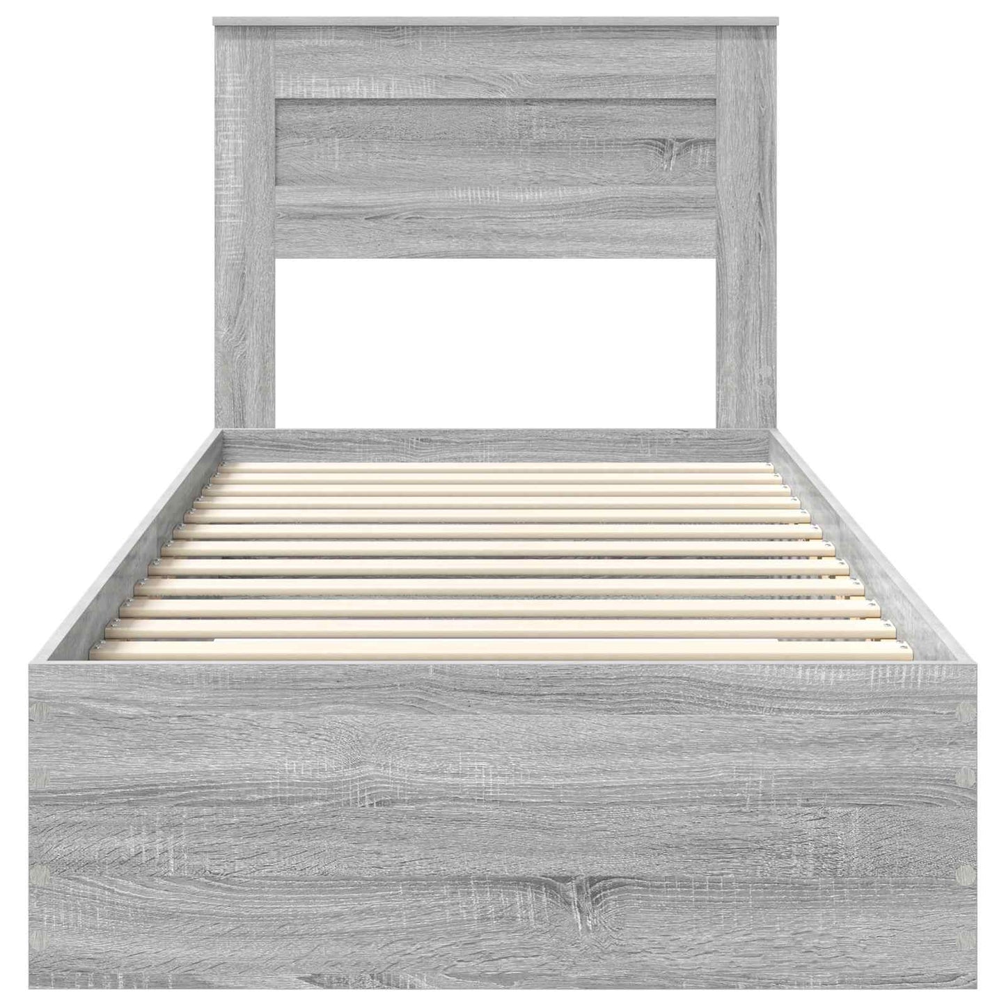 Bedframe met hoofdeinde Grijs Sonoma 90 x 190 cm Bewerkt hout is nu te koop bij PeponiXL, paradijselijk wonen!