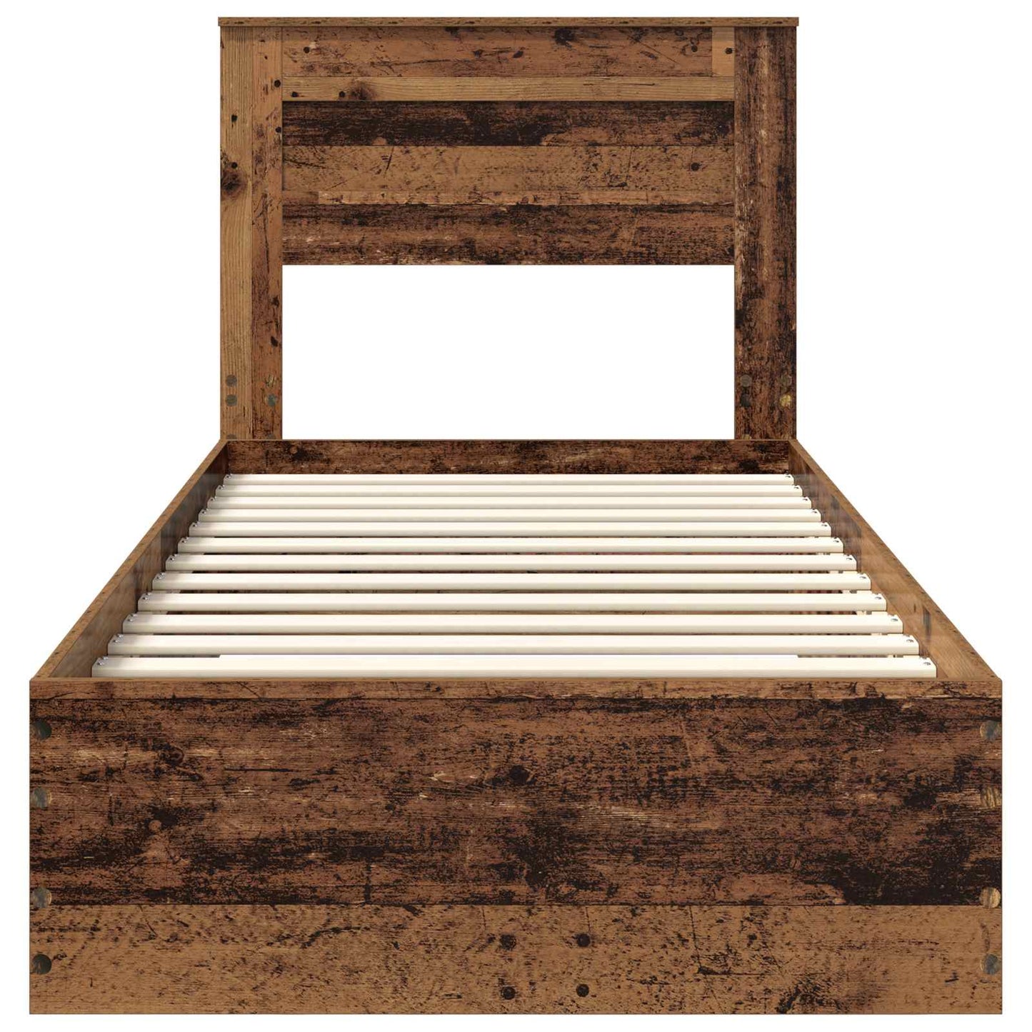 Bedframe met hoofdeinde Oudhout 90 x 190 cm Bewerkt hout is nu te koop bij PeponiXL, paradijselijk wonen!