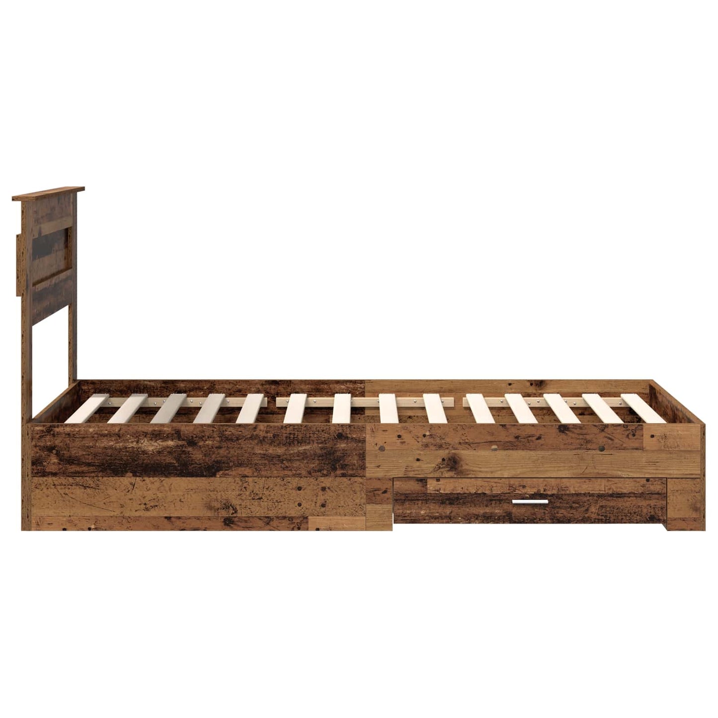 Bedframe met hoofdeinde Oudhout 90 x 190 cm Bewerkt hout is nu te koop bij PeponiXL, paradijselijk wonen!