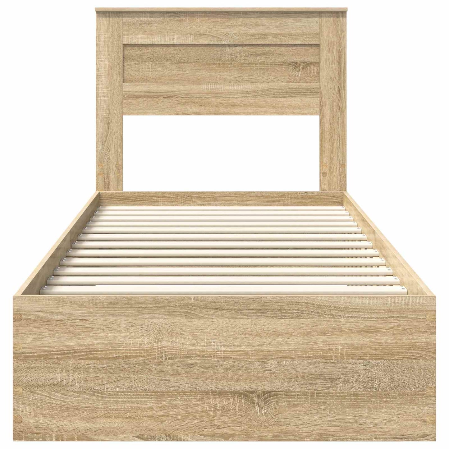 Bedframe met hoofdeinde Sonoma Eiken 90 x 200 cm Bewerkt hout is nu te koop bij PeponiXL, paradijselijk wonen!