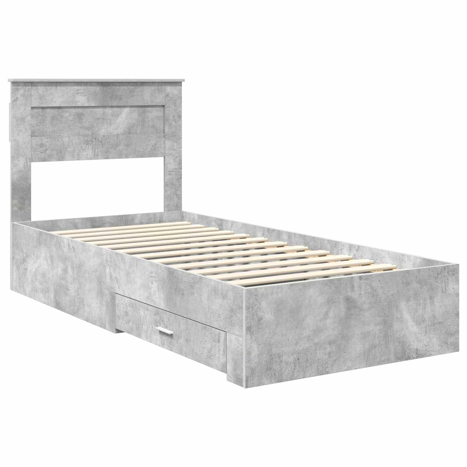 Bedframe met hoofdeinde Beton Grijs 90 x 200 cm Bewerkt hout is nu te koop bij PeponiXL, paradijselijk wonen!