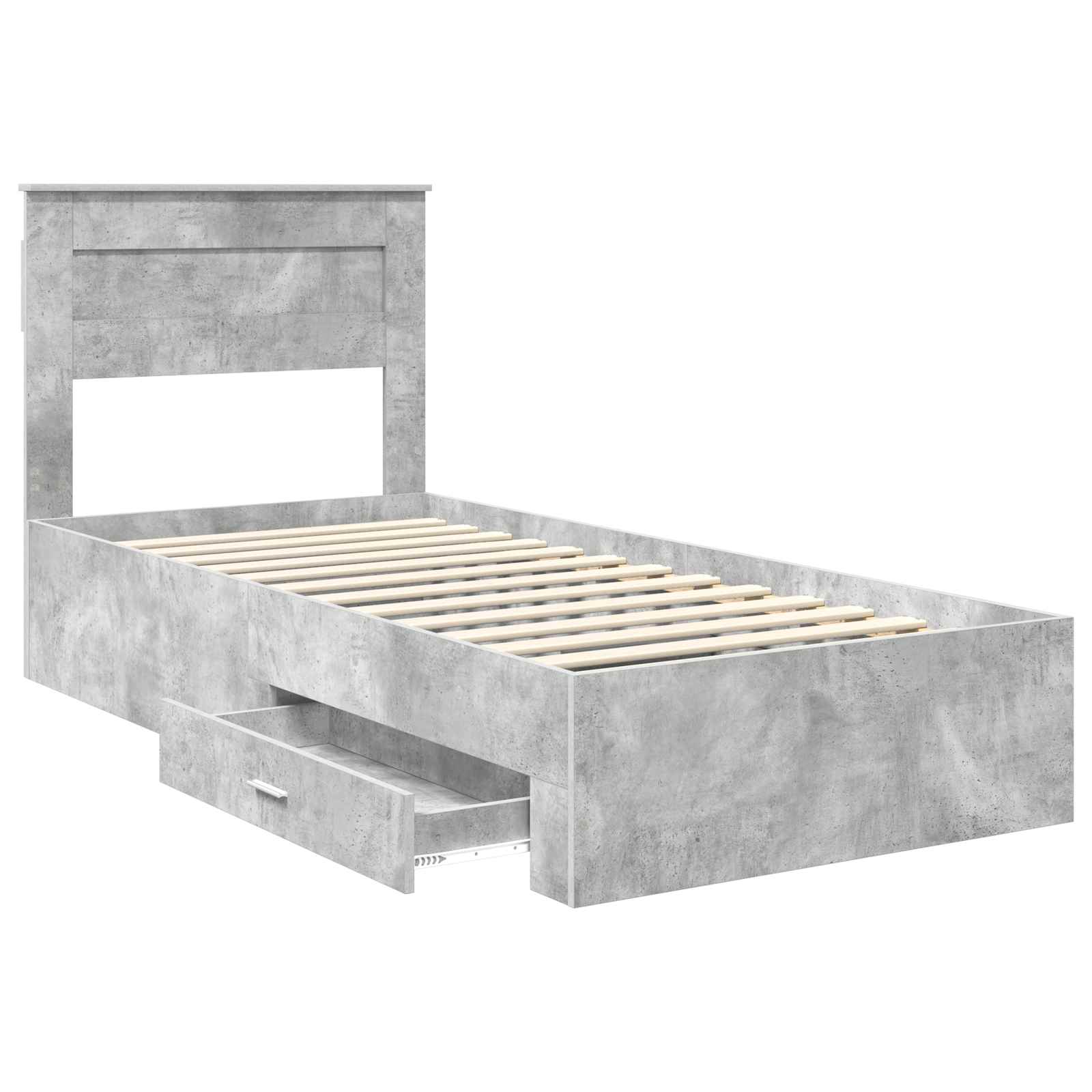 Bedframe met hoofdeinde Beton Grijs 90 x 200 cm Bewerkt hout is nu te koop bij PeponiXL, paradijselijk wonen!